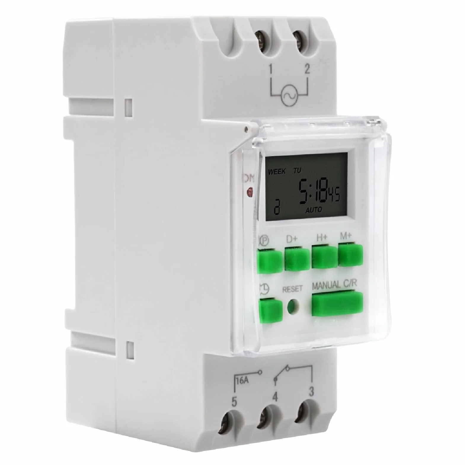 DEWIN Cyfrowy przełącznik czasowy do szyn DIN, cyfrowy przełącznik czasowy, programowalny tygodniowy elektroniczny timer AC 230 V