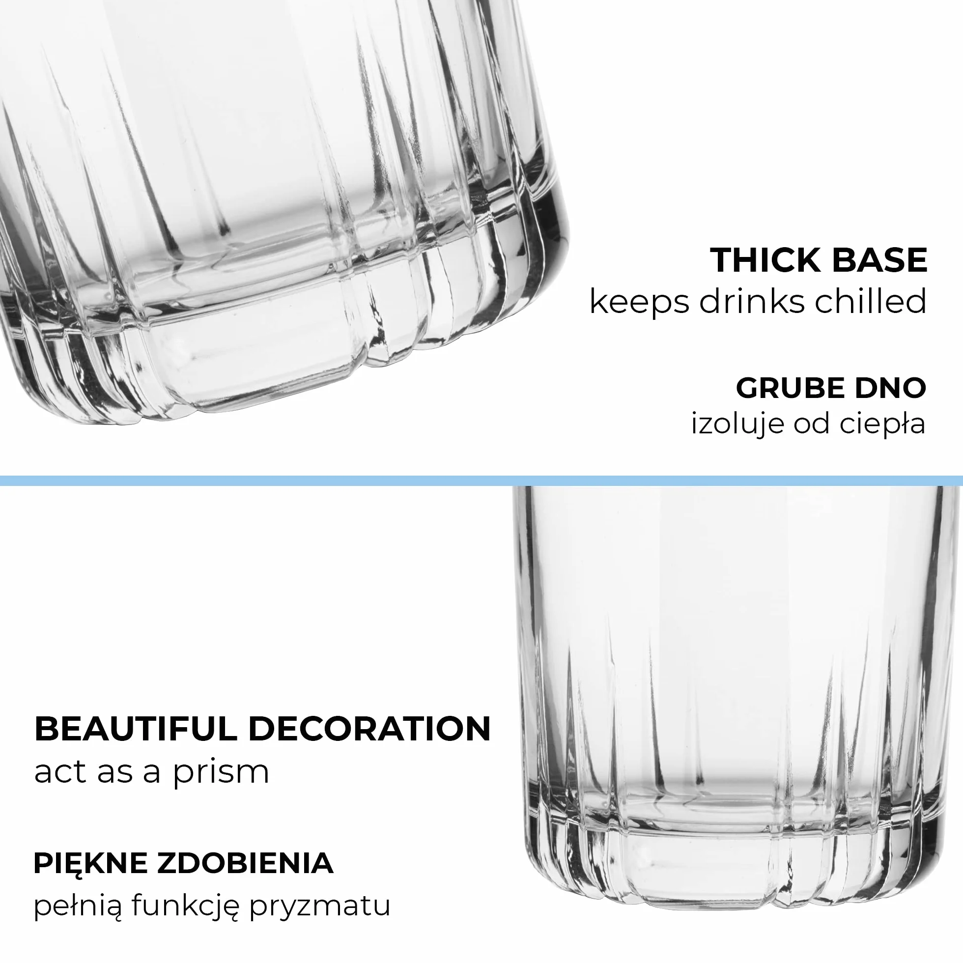 Szklanki do Wody 280 ml Zestaw 6 Sztuk Szkło Przeźroczyste Gina