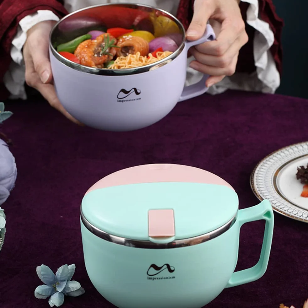 Miska do Ramen 900 ml z Pokrywką Niebieska Mała