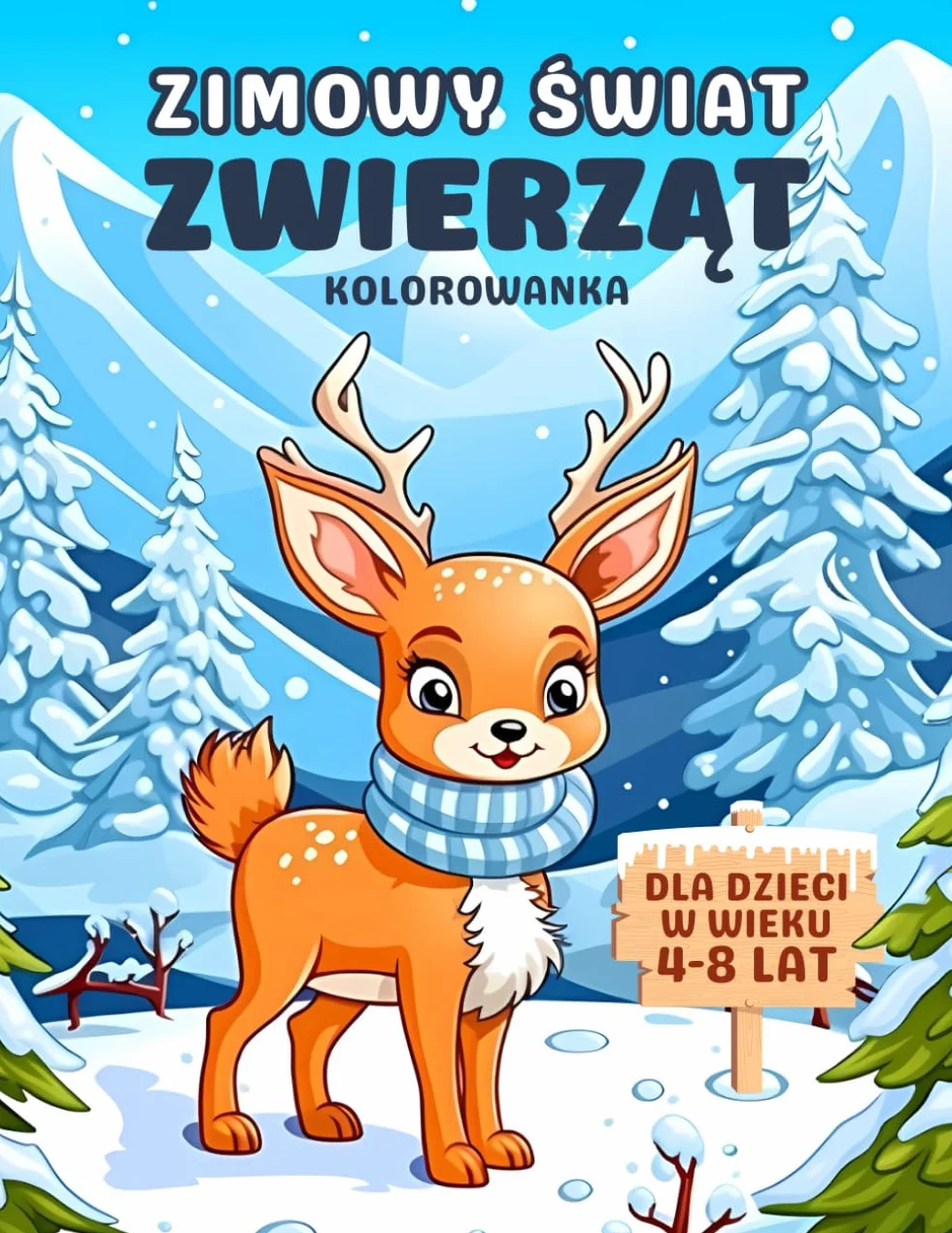 Zimowy Świat Zwierząt Kolorowanka dla Dzieci: 30 Uroczych Zwierząt w Zimowej Scenerii - Idealny Prezent do Kolorowania dla Chłopców i Dziewczynek w Wieku 4-8 lat