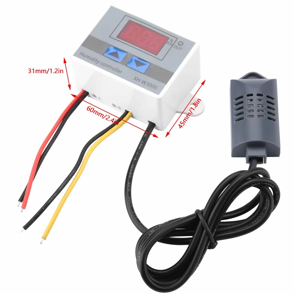 XH-W3005 Cyfrowy Regulator Wilgotności Higrometr z Czujnikiem 12V 24V 220V
