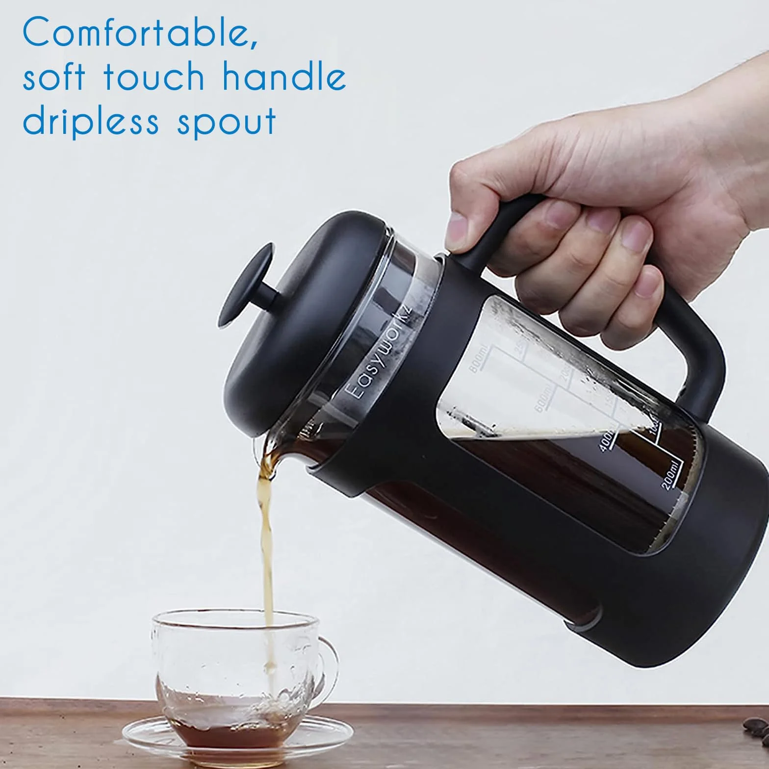 Easyworkz French Press Ekspres do kawy 1000 ml Szkło borokrzemowe Czarna