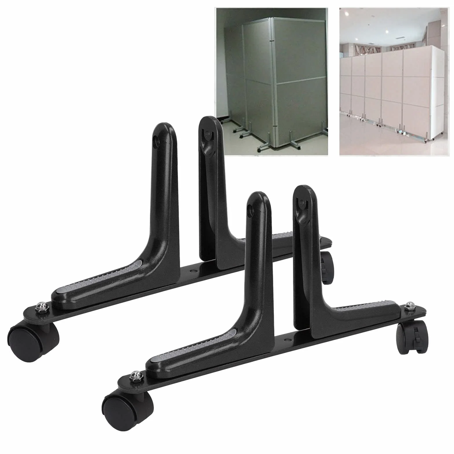 2 Zestawy Przegroda Pokojowa Uchwyt Ekranu Przegroda Ekranu Regulowana szerokość Ruchome Nóżki Rozdzielacza Ekranu z Kółkami do Domowego Biura Hotelowego 100 Kg (BLACK)