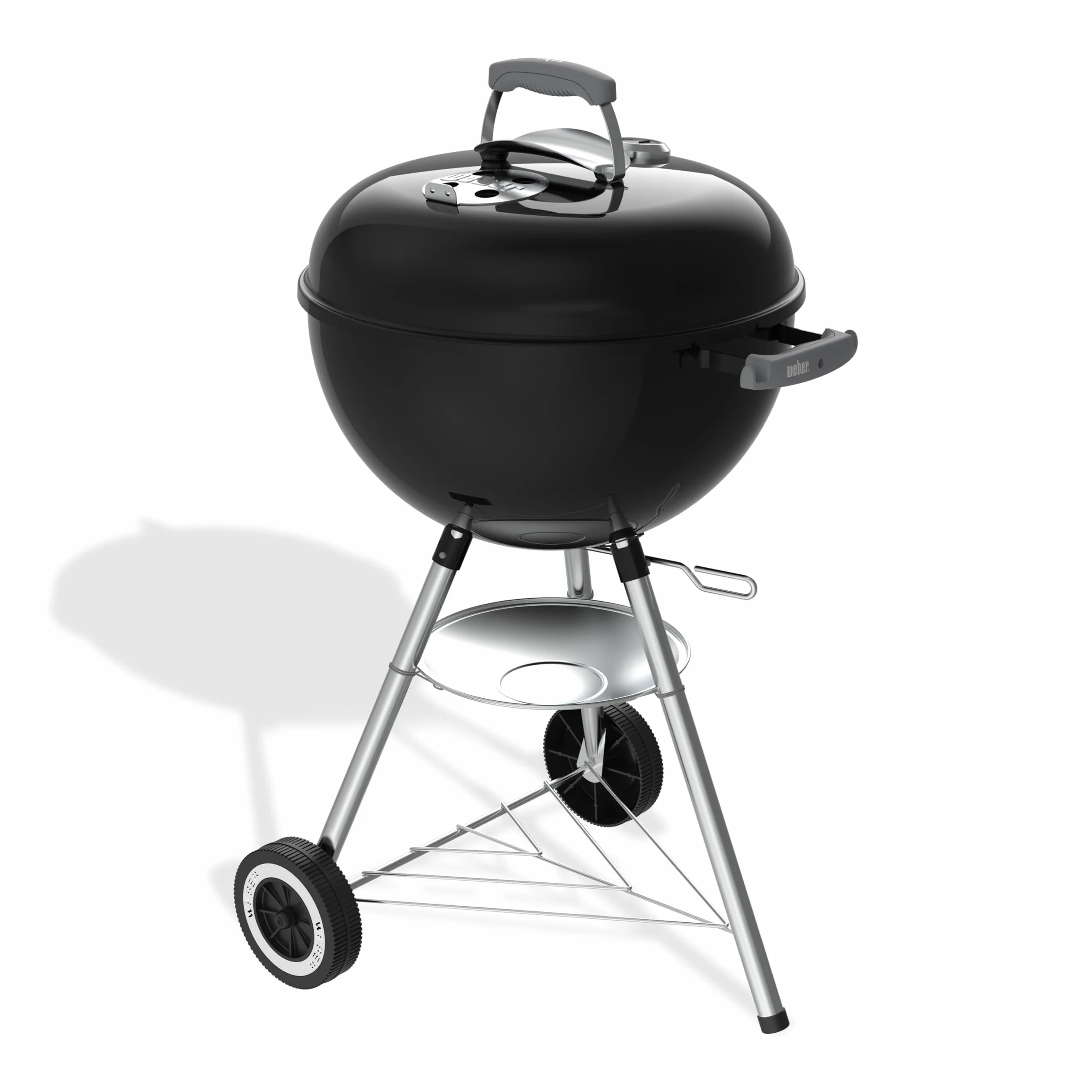 Weber Grill Węglowy Weber Original Kettle, Pokrywa i Misa Pokryte Emalią Porcelanową, Powierzchnia Grillowania 47cm, System Czyszczenia One-Touch, Termometr w Pokrywie, Stojak Trójnożny, Kółka, Czarny