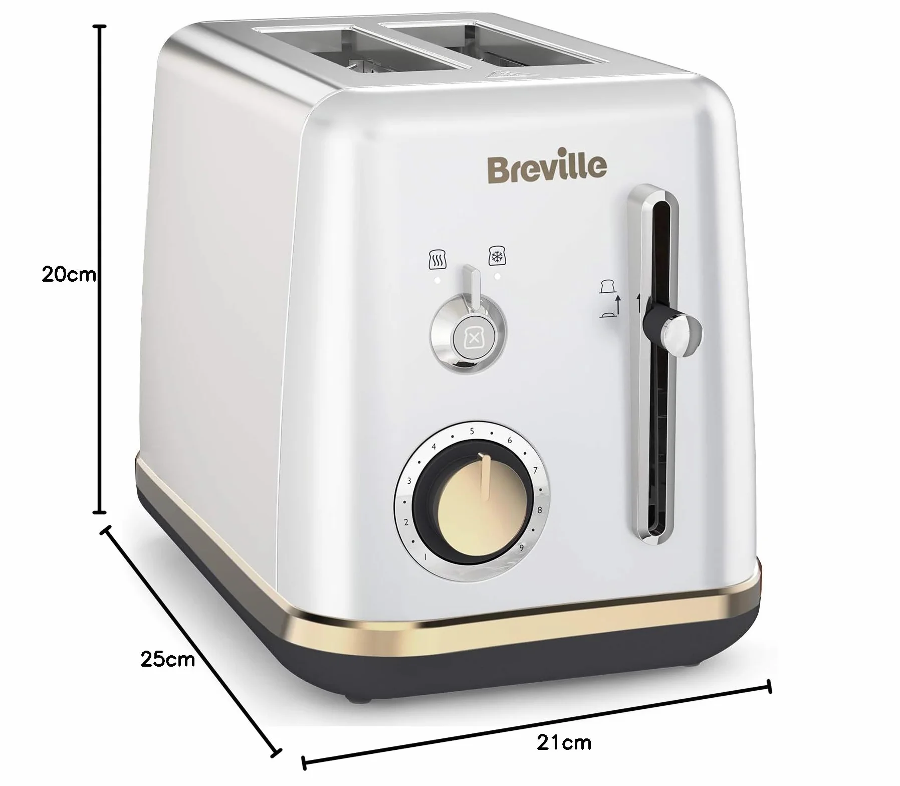 Breville Toster 2 kromki nasadka bułki Mostra srebro księżycowe złote akcenty
