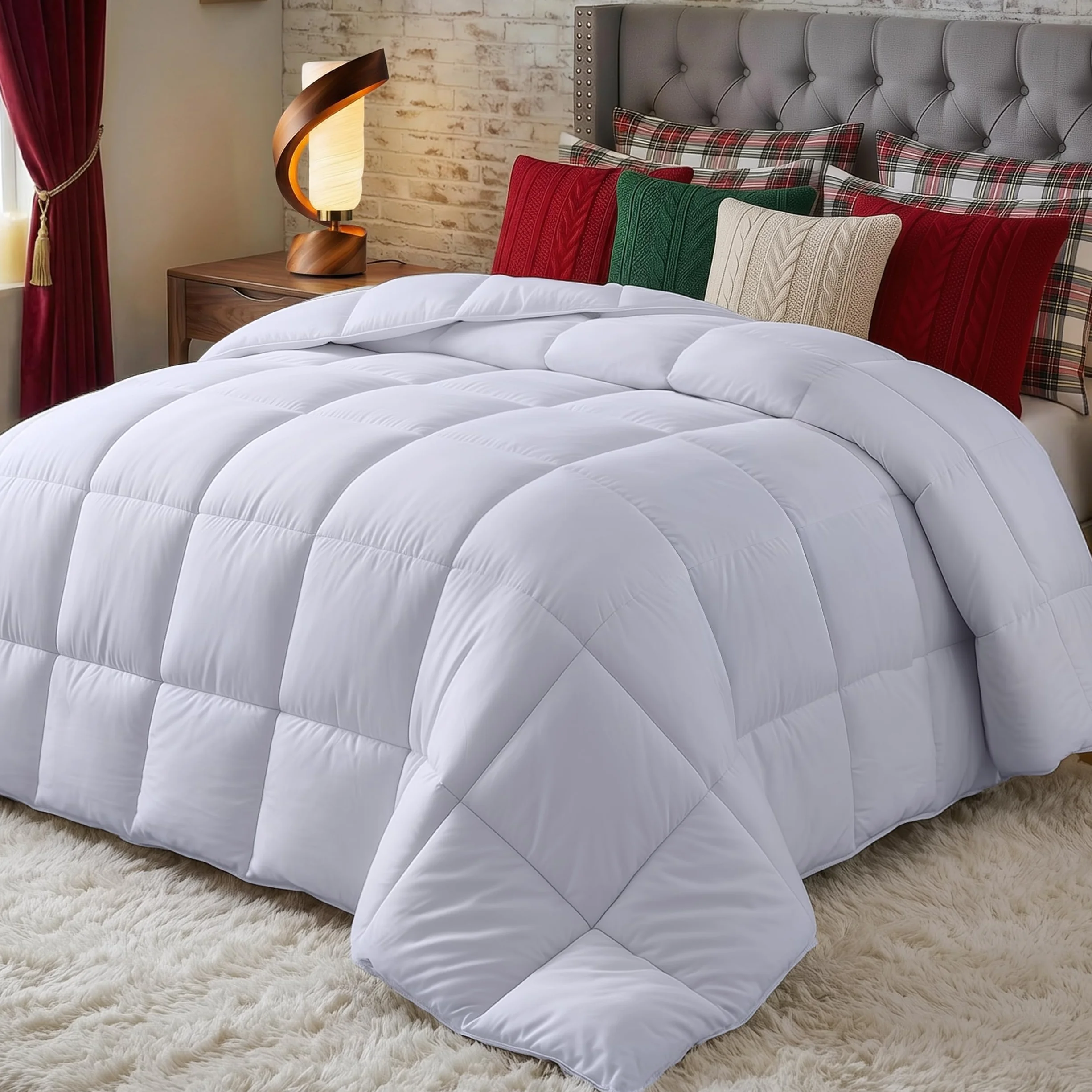 Kołdra Utopia Bedding 200 x 220 cm, kołdra całoroczna, wypełnienie 370 GSM, oddychający koc do spania, kołdra, super miękka i przytulna (biała)