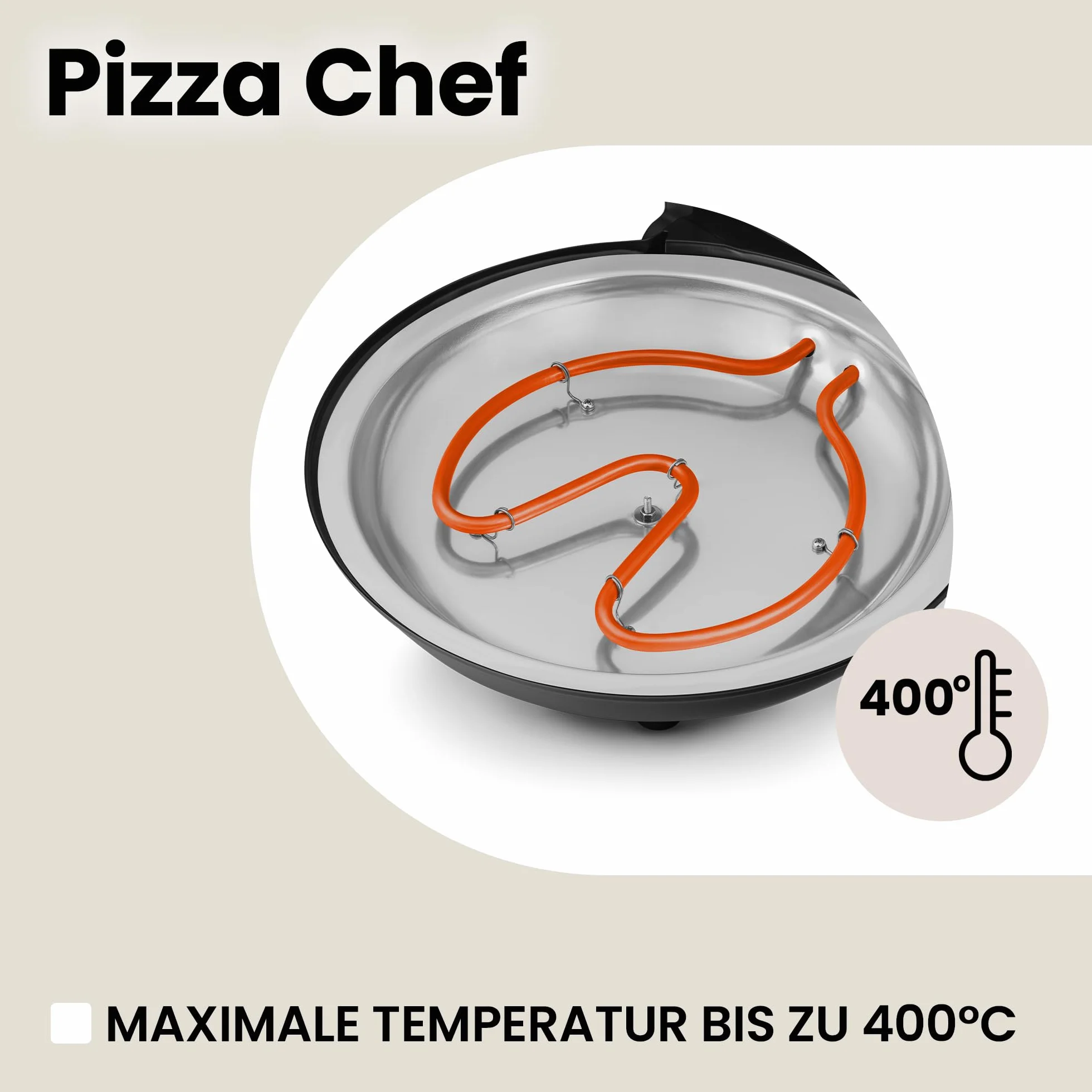 ZEEGMA PIZZA CHEF Elektryczny Piec do Pizzy 1200 W 400°C Kamień Ceramiczny 30 cm