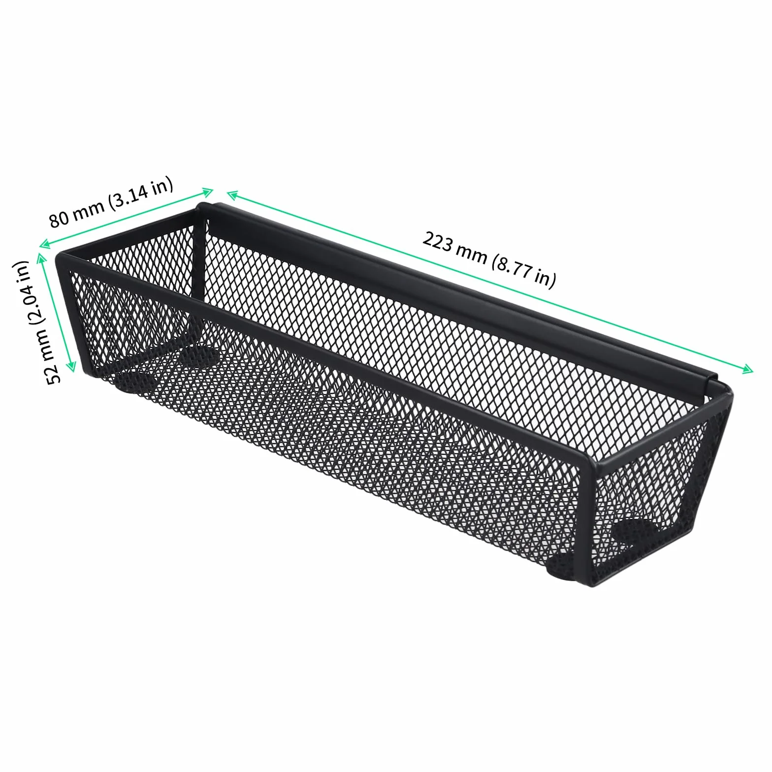 FUNSUEI Zestaw 6 pojemników na sztućce do szuflad 22,3 x 8 x 5,2 cm czarne metalowe