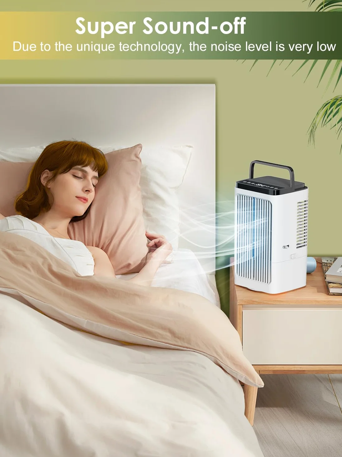Przenośny klimatyzator, przenośny klimatyzator, wentylator USB, 4 prędkości, 2 tryby, kolorowe światła, oscylacja 90°, 1200 ml