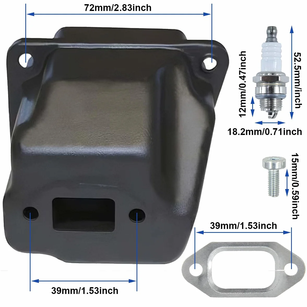 ZAMDOE Exhaust Muffler Gasket Kit for STIHL 024 026 MS240 MS260 260C Chainsaw Replace11211400606 akcesoria piły łańcuchowej z uszczelką Spark Plug Seal and Screws Bolts Garden Accessories
