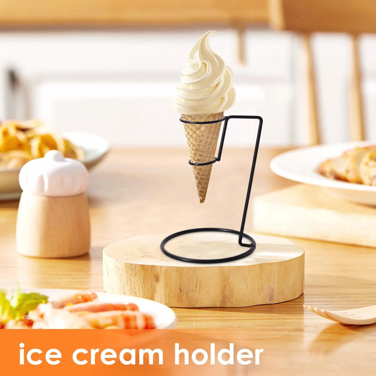 Metalowy stojak na lody z żelaznym uchwytem