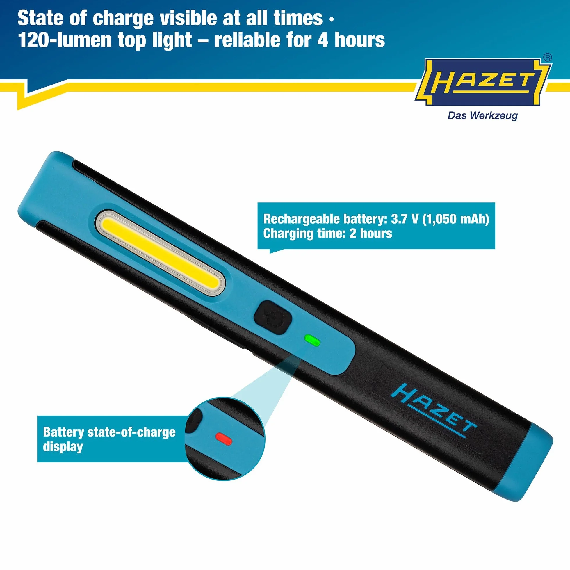 HAZET LED penlight 1979-11 I mała i kompaktowa lampa warsztatowa o wysokiej wydajności świetlnej, bezstopniowo ściemniana, z magnesem do mocow