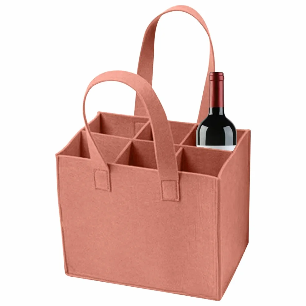 Filcowa torba na butelkę wina 6 butelek khaki 25 x 16 x 18 cm