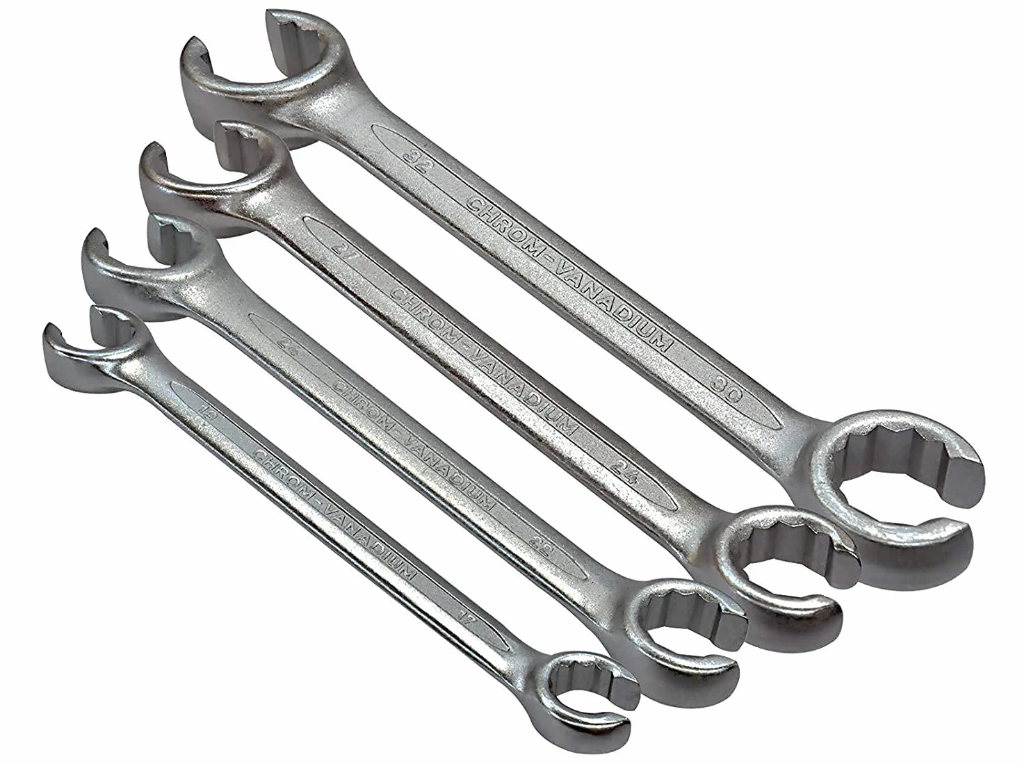 Bardzo duży, 4-częściowy zestaw otwartych kluczy oczkowych do rur hydraulicznych do rur podwójnych kluczy oczkowych 17 do 32 mm, przewód hamulcowy, hydraulika, traktor