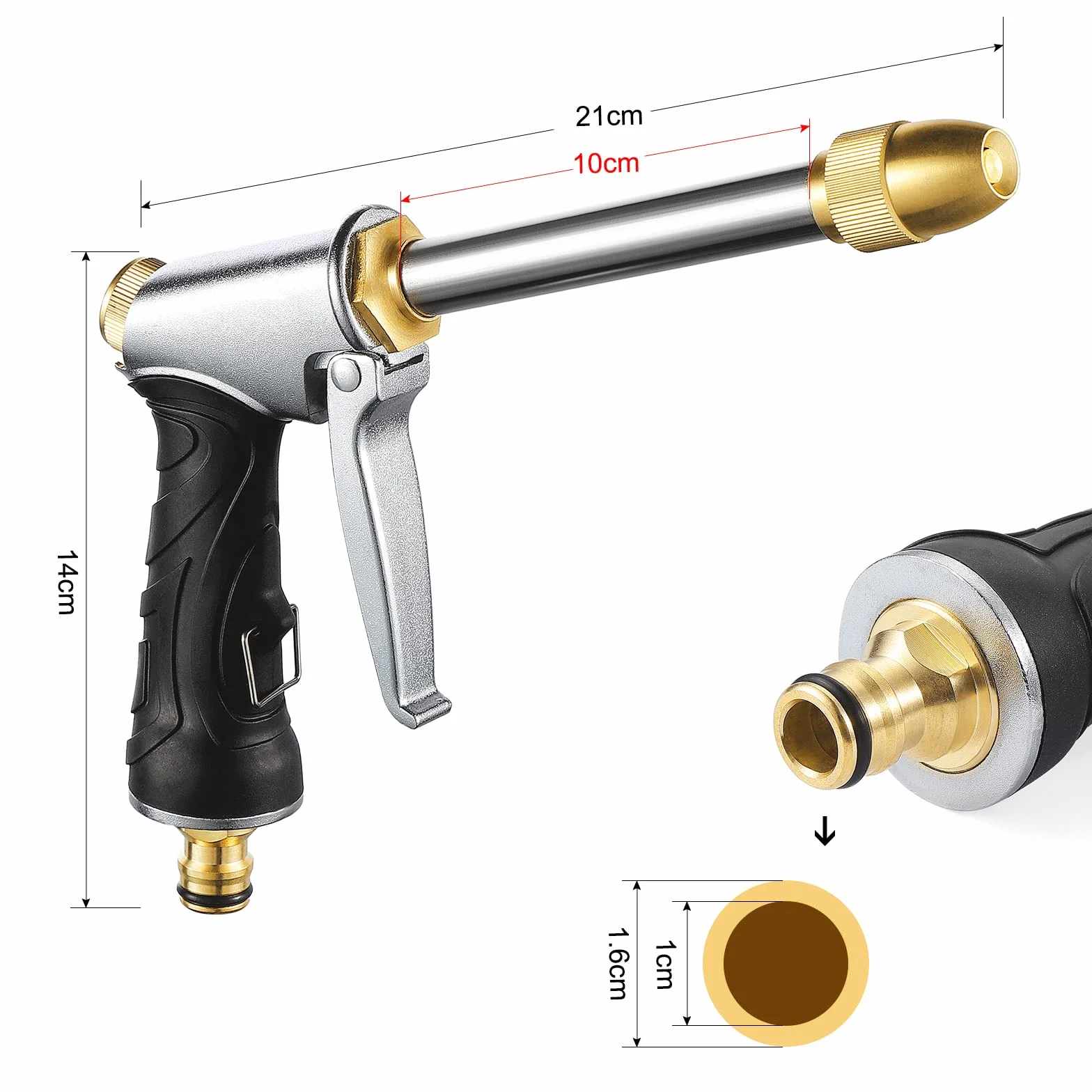 Metalowy wąż ogrodowy pistolet natryskowy długi uchwyt wąż rura pistolet natryskowy wysokociśnieniowa ogrodowa dysza natryskowa do mycia samochodu, podlewania roślin, prysznica dla zwierząt