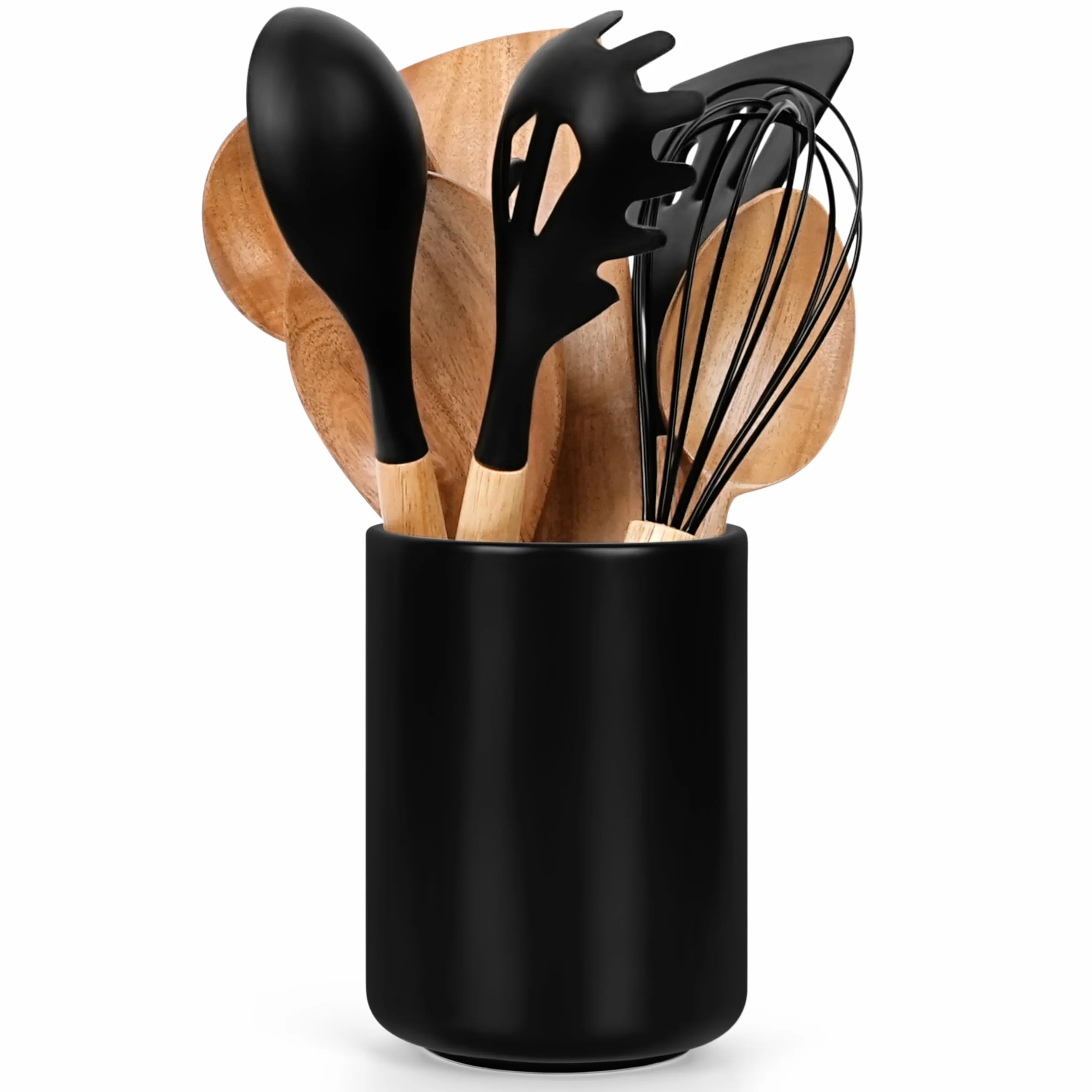 Winter Shore ceramiczny stojak na sztućce porcelanowy organizer na narzędzia kuchenne czarny