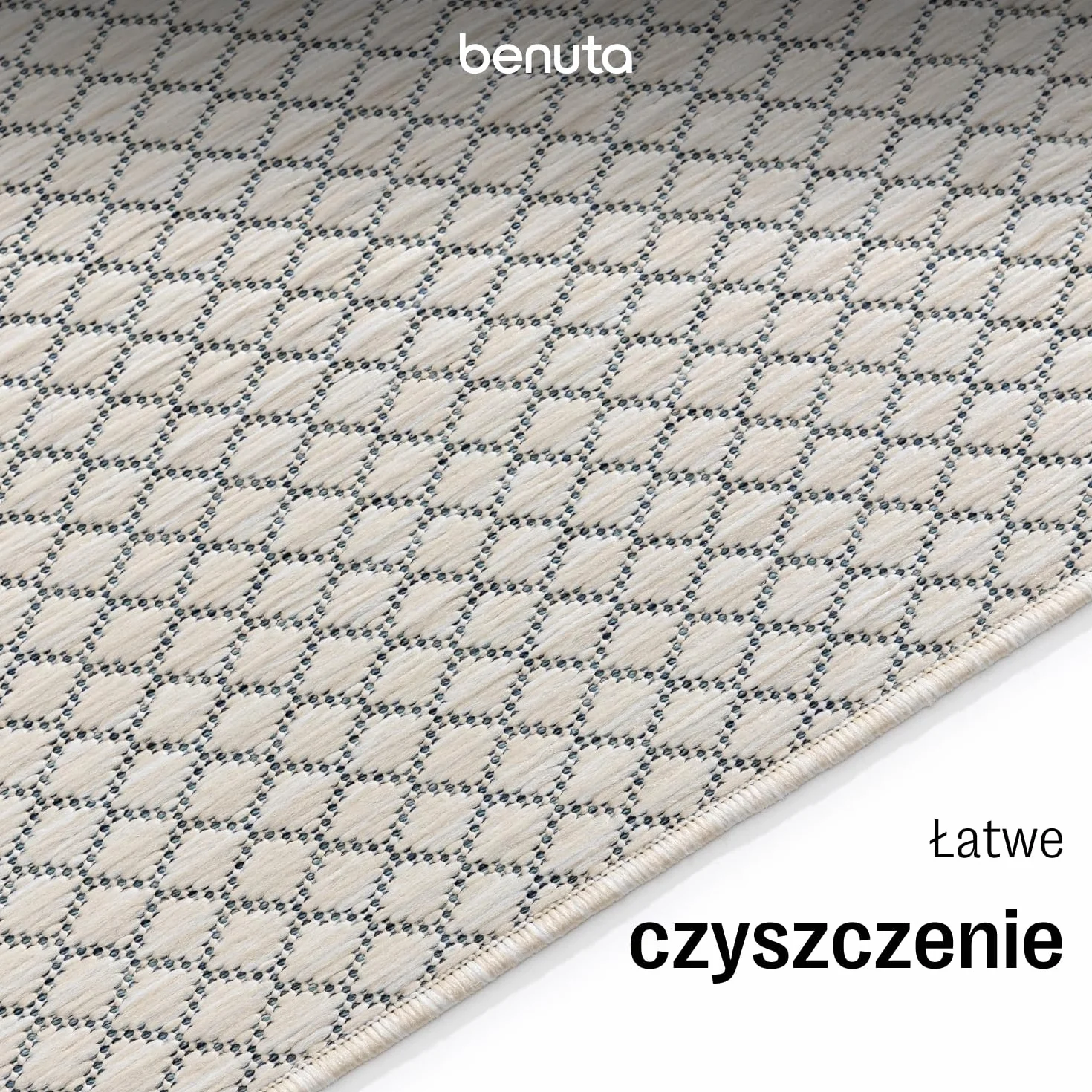 benuta Basic Dywan In & Outdoor Lou - Biały 160x230 cm - Wodoodporny UV - Wielofunkcyjny balkon, taras, ogród - Kuchnia, salon - Trwały łatwy