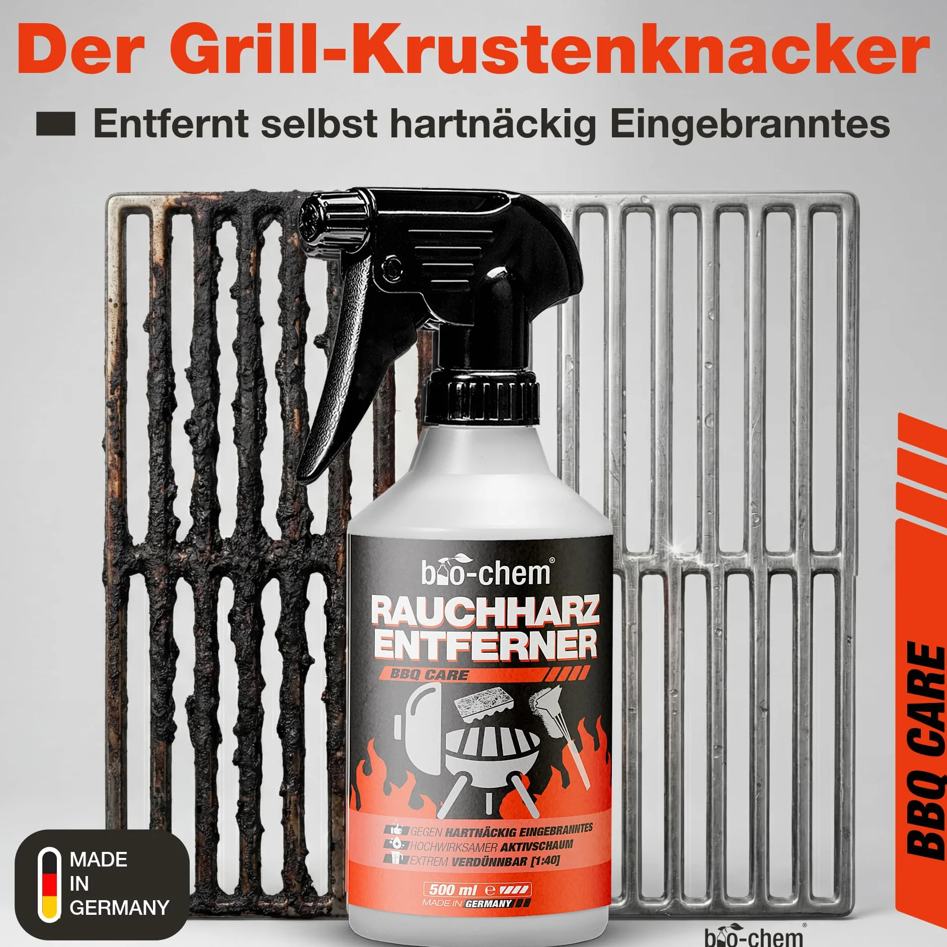 bio-chem ?rodek do usuwania ?ywicy dymnej, 500 ml, koncentrat do czyszczenia piekarnika i grilla, do grilla gazowego, stali nierdzewnej, ?eliwa i wielu innych bardzo mocna formu?a przeciwko