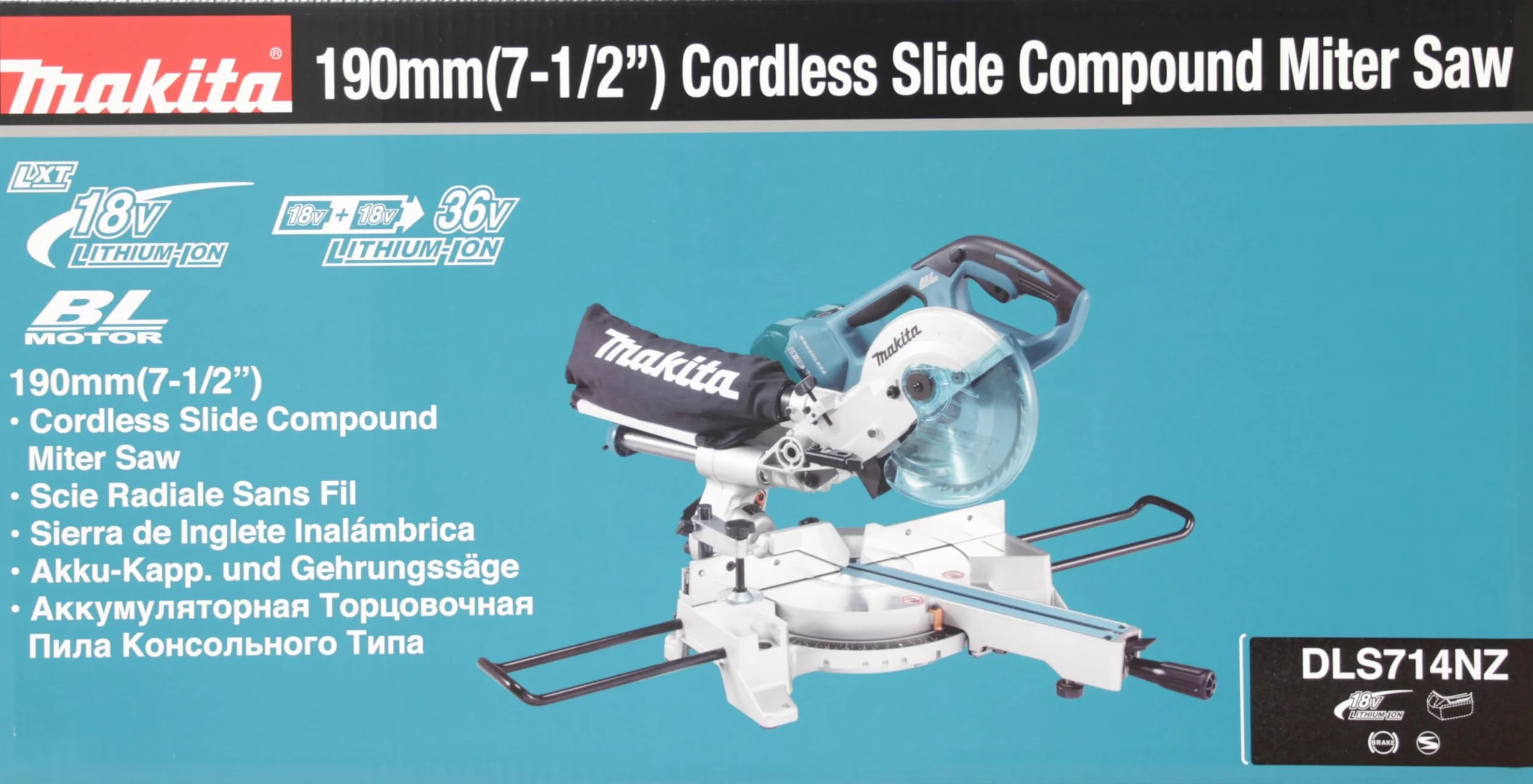 Makita DLS714NZ Twin 18V, 36V, Litowo-Jonowa LXT Bezszczotkowa Piła Ukośna 190 mm – Baterie i Ładowarka Nie Są Dołączone