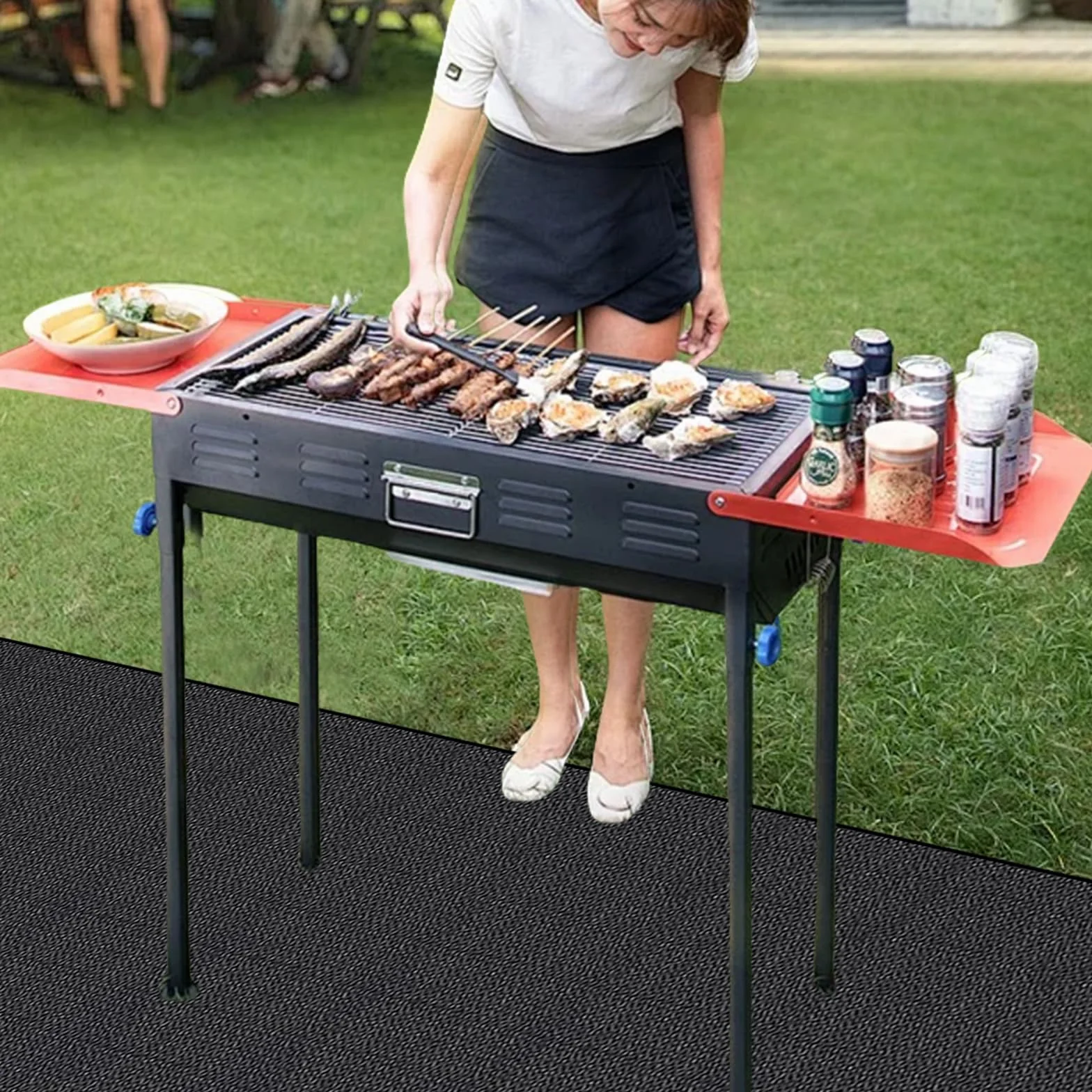 Ognioodporna mata do grillowania, ochrona podłogi, 100 x 180 cm, składana mata do grillowania, mata chroniąca przed wysoką temperaturą, odporna na wysokie temperatury do 2000°C, mata do grillowania na