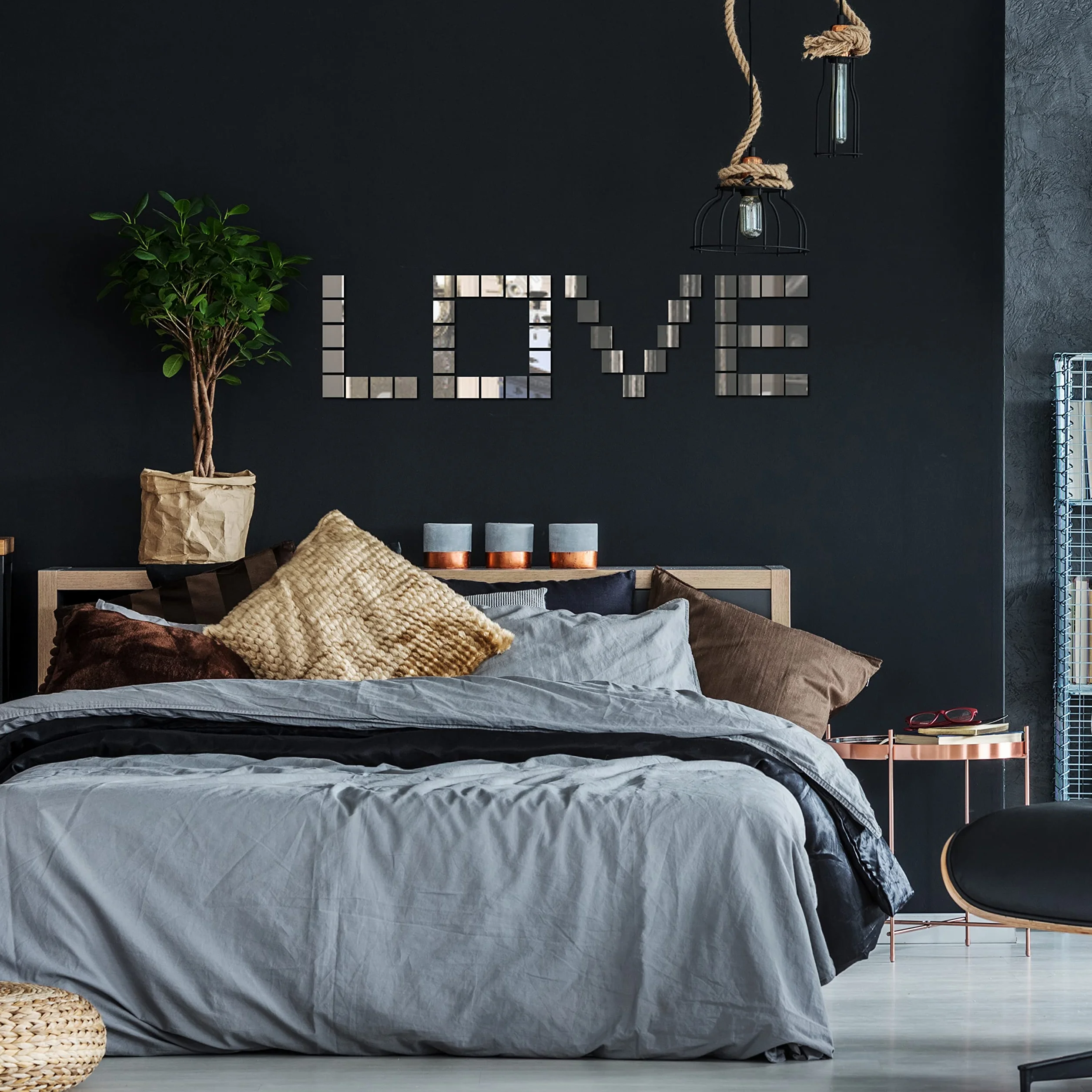 Belle Vous Płytki lustrzane kwadratowe (lustrzać) (50 szt.) – 7,4 cm, płyty do projektów DIY, na ścianę, majsterkowanie i dekoracja – mozaika lustro dekoracyjne do salonu