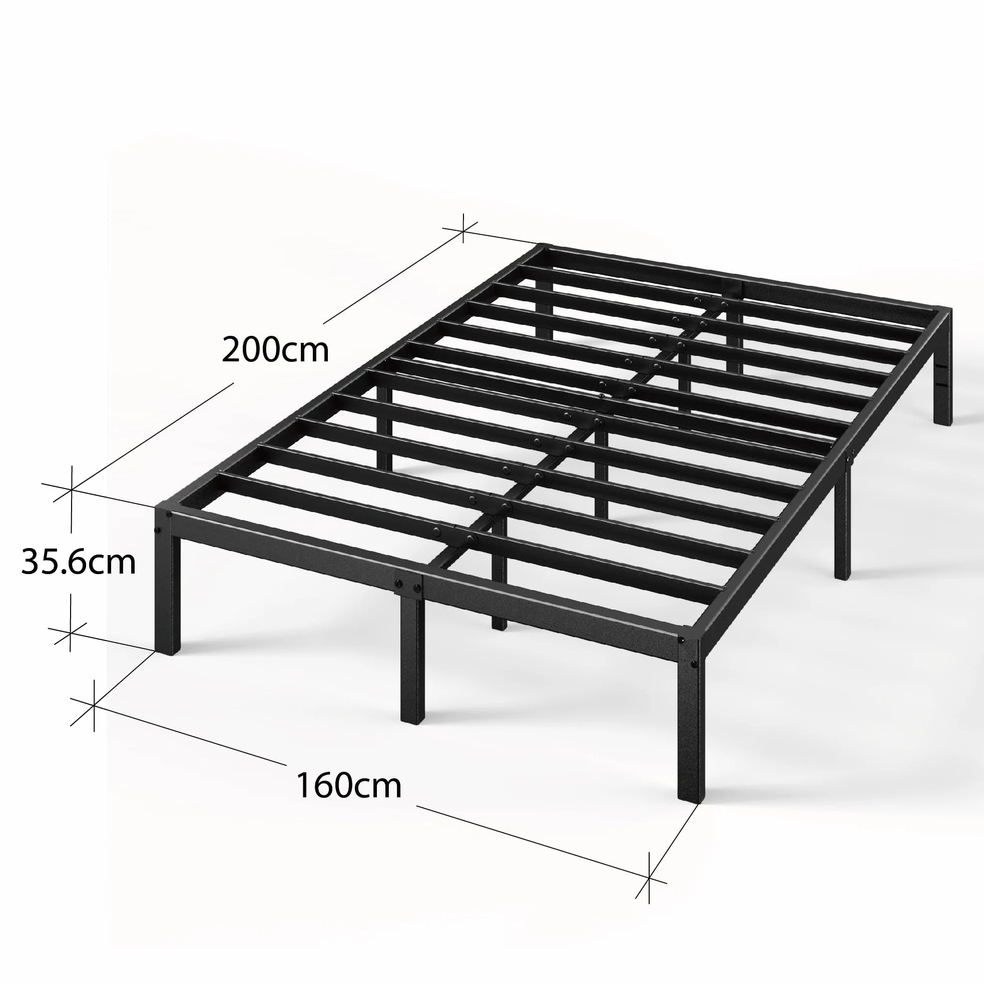 Zinus Rama łóżka Elias metalowa platforma, wysokość 36 cm, kompatybilna z zagłówkiem, wspornik stalowy, łatwy montaż