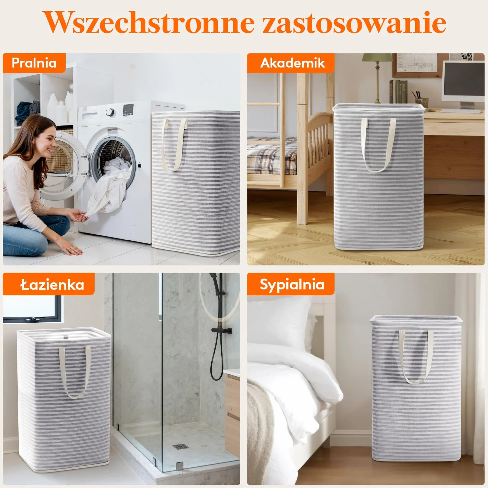 Lifewit Kosz na pranie, 75 l, duży kosz na pranie, składany pojemnik na pranie, wodoszczelny, pojemnik do sortowania prania, z uchwytami na ubrania, ręczniki, zabawki, szary