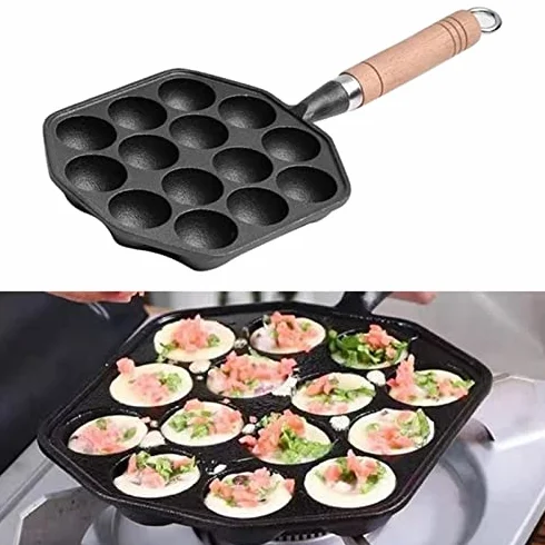 Patelnia Takoyaki Żeliwna Nieprzywierająca 14 otworów do Smażenia
