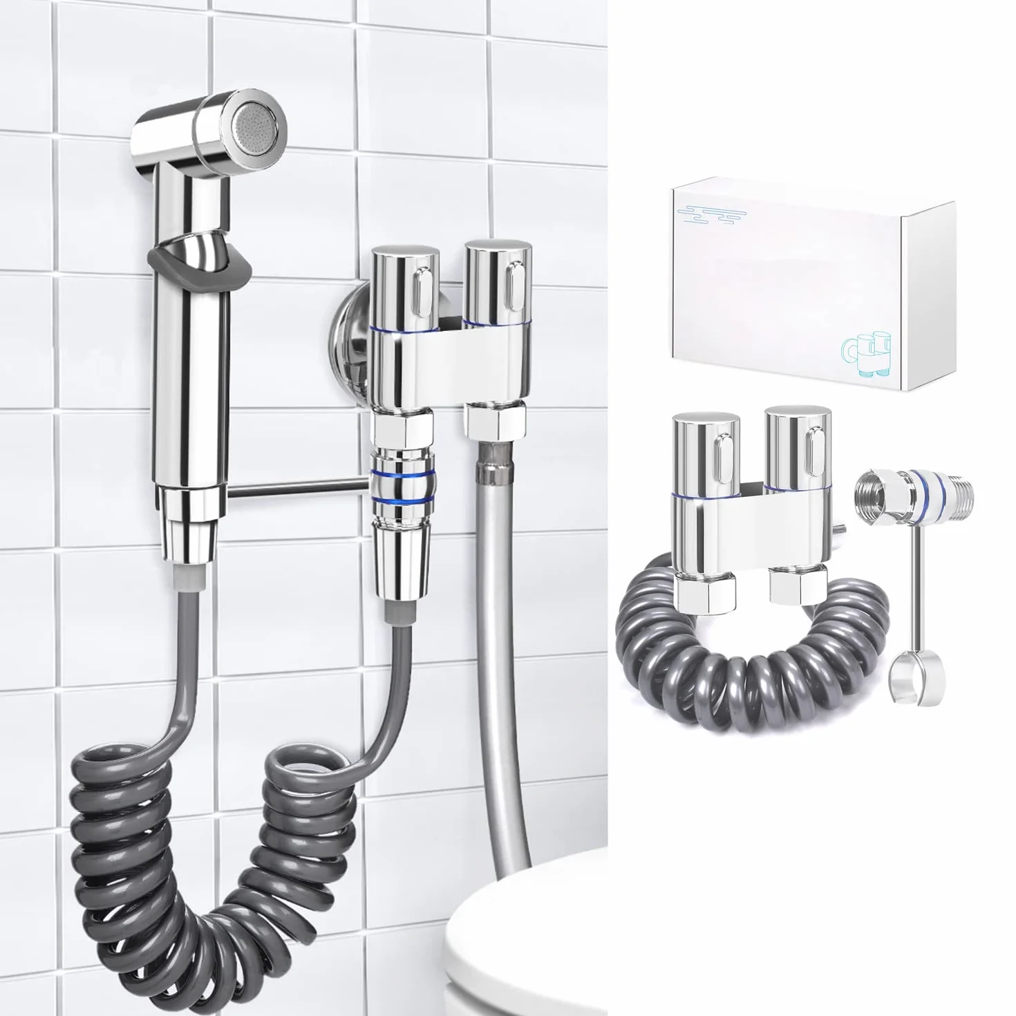 Prysznice higieniczne do toalety, kran bidet z 1 w 2 na zewnątrz cienkich miedzianych zaworów, wąż i uchwyt 2M, do codziennej higieny osobistej