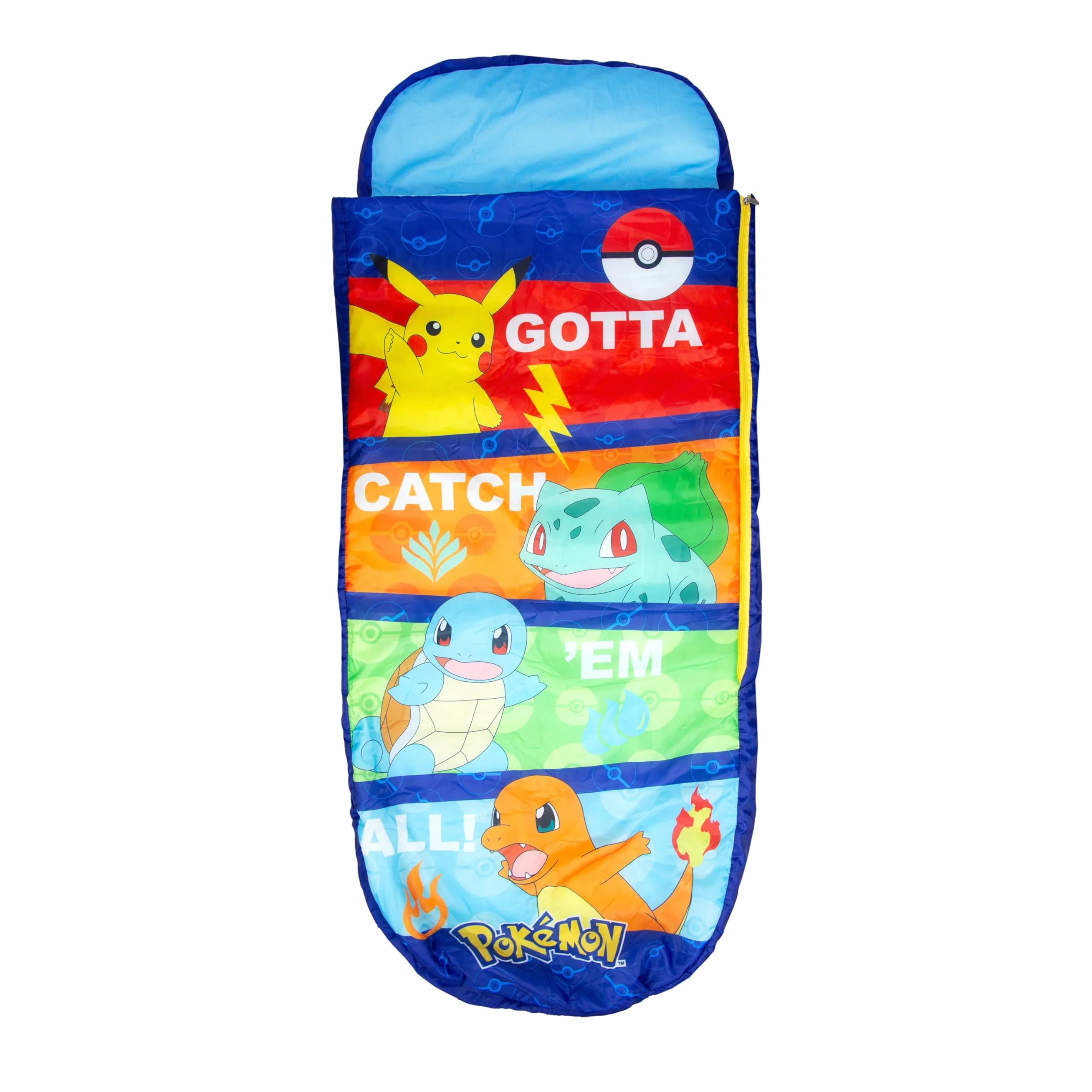 Character World Pokemon ReadyBed nadmuchiwane łóżko dmuchane i śpiwór z pompką, materac podróżny na nocowanie, kemping lub do użytku domowego