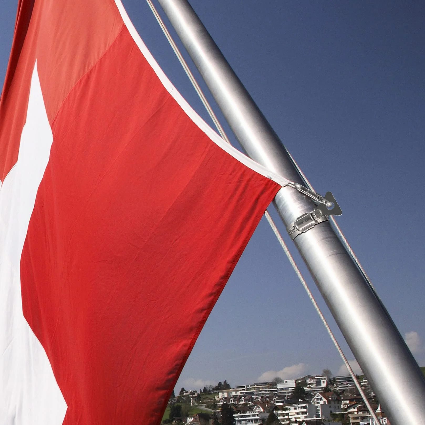 4 sztuki klipsów pierścieni montażowych do masztu flagowego, pierścienie montażowe do masztu flagowego, stal nierdzewna pierścienie mocujące masztu flagowego, pierścienie mocujące masztu