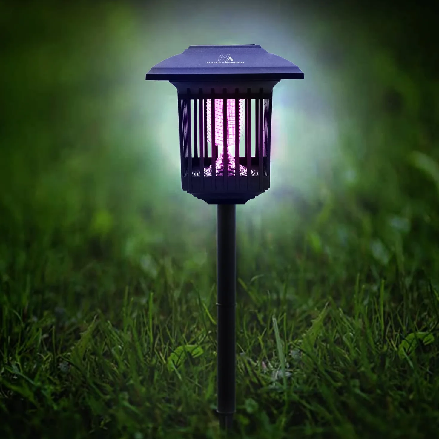 Maclean MCE448 Profesjonalna Solarna Lampa Owadobójcza UV na Komary, Ćmy, Owady, Odstraszacz na Komary do Ogrodu na UV, Stopień Ochrony: IP44, Lampa Solarna z Czujnikiem Zmierzchu, Lampa na Ćmy