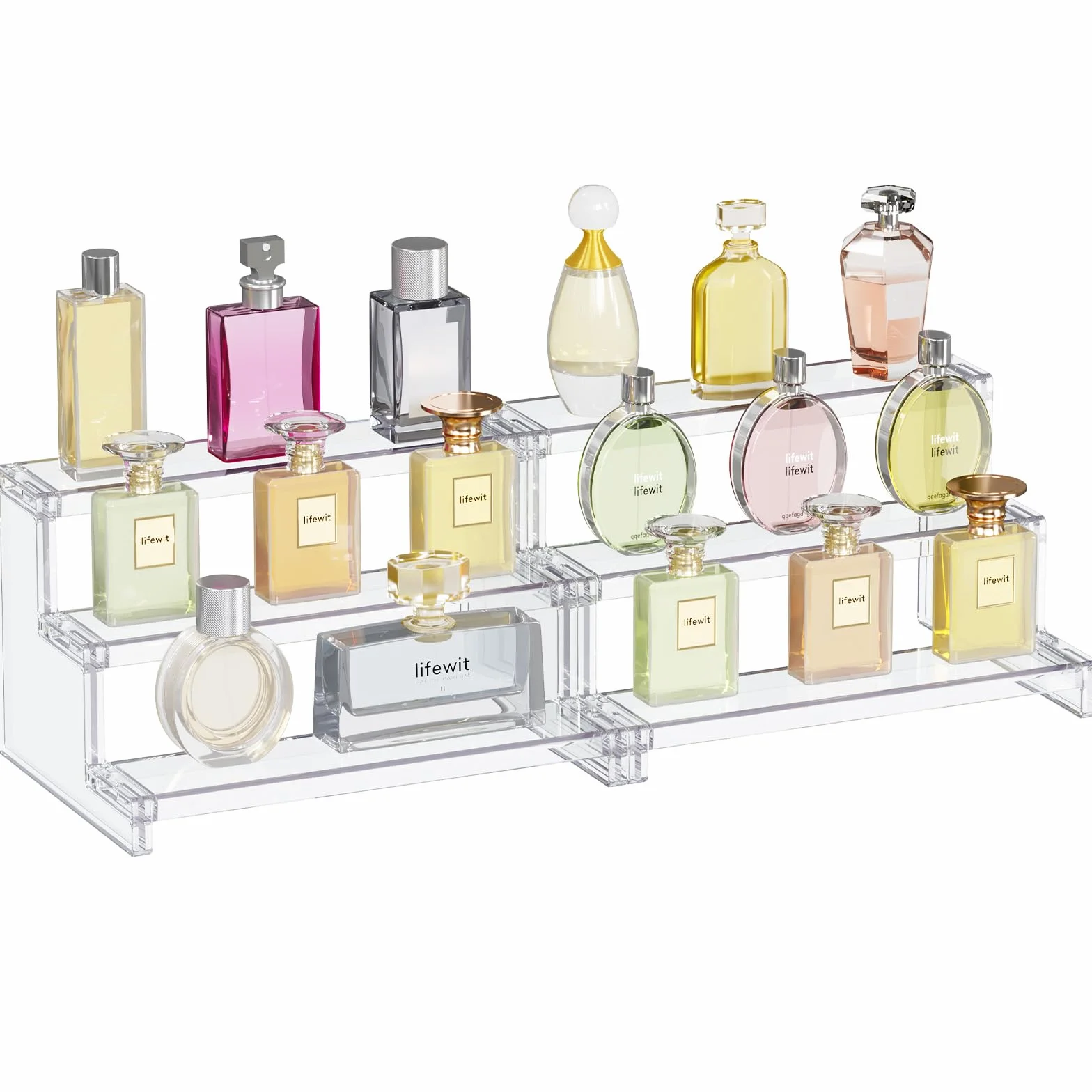 Lifewit 3 Tier Clear Display Risers Stand, 22,8 cm Plastikowe Risers do Wyświetlania, Plastikowe Organizatory do Figurek/Cupcake/Perfumy, Stojak Wyświetlania Biurkowego Dekoracji, 2 Opakowanie