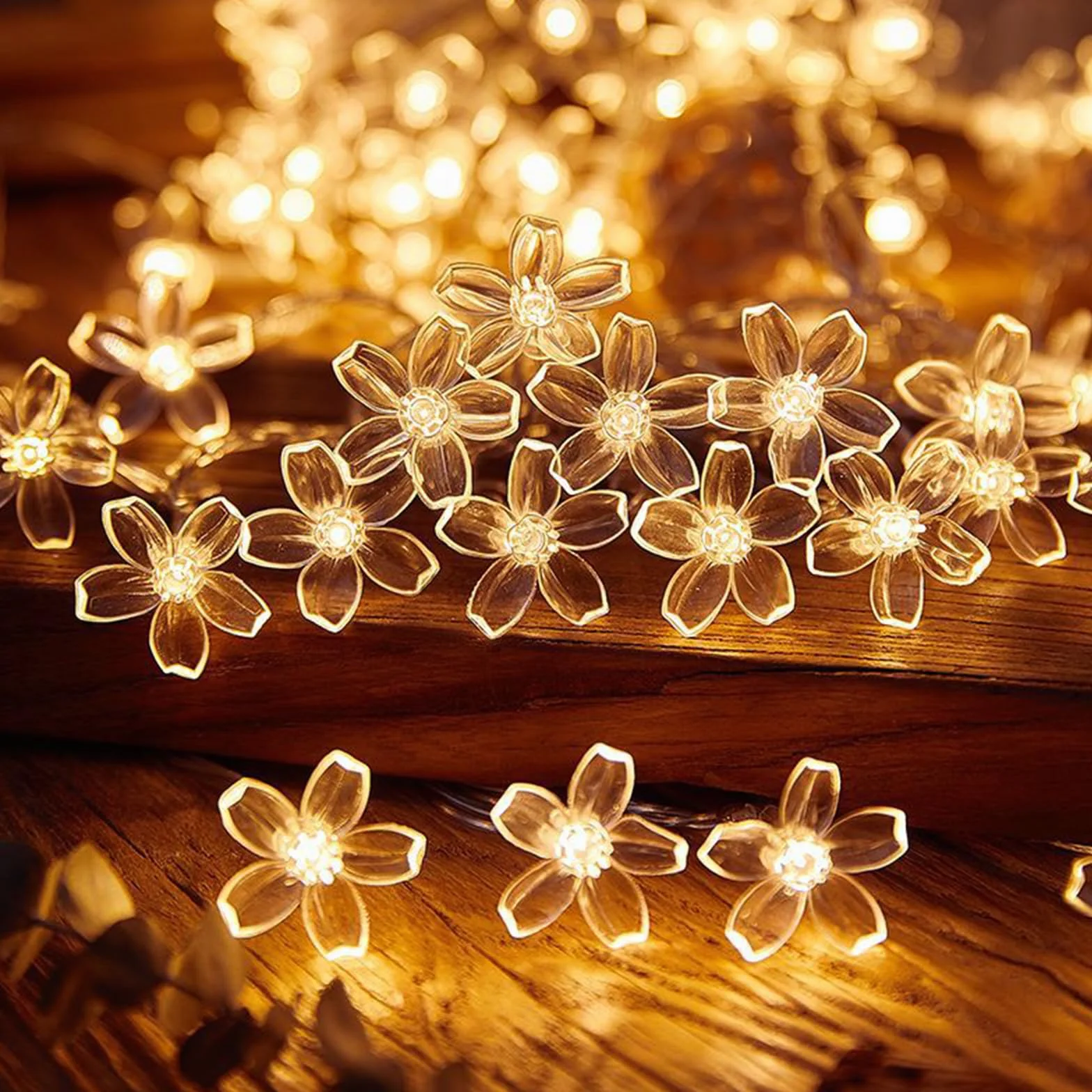 ENLACE Łańcuch świetlny z kwiatami wiśni, 6 m, 40 diod LED, ciepła biel, łańcuch świetlny z kwiatami na baterie, 2 tryby świecenia i światła ciągłego, łańcuch świetlny z kwiatami do ogrodu, na wesele