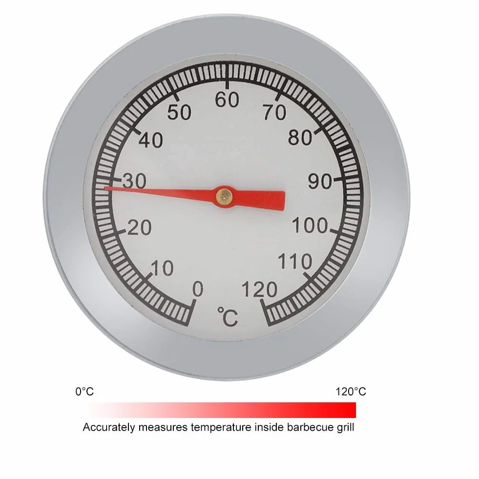 Dokładny 1 szt. termometr do pizzy termometr do grilla, zakres od 0 ~ 120 ℃ stal nierdzewna dowolny grill, grill lub piekarnik do gotowania grilla
