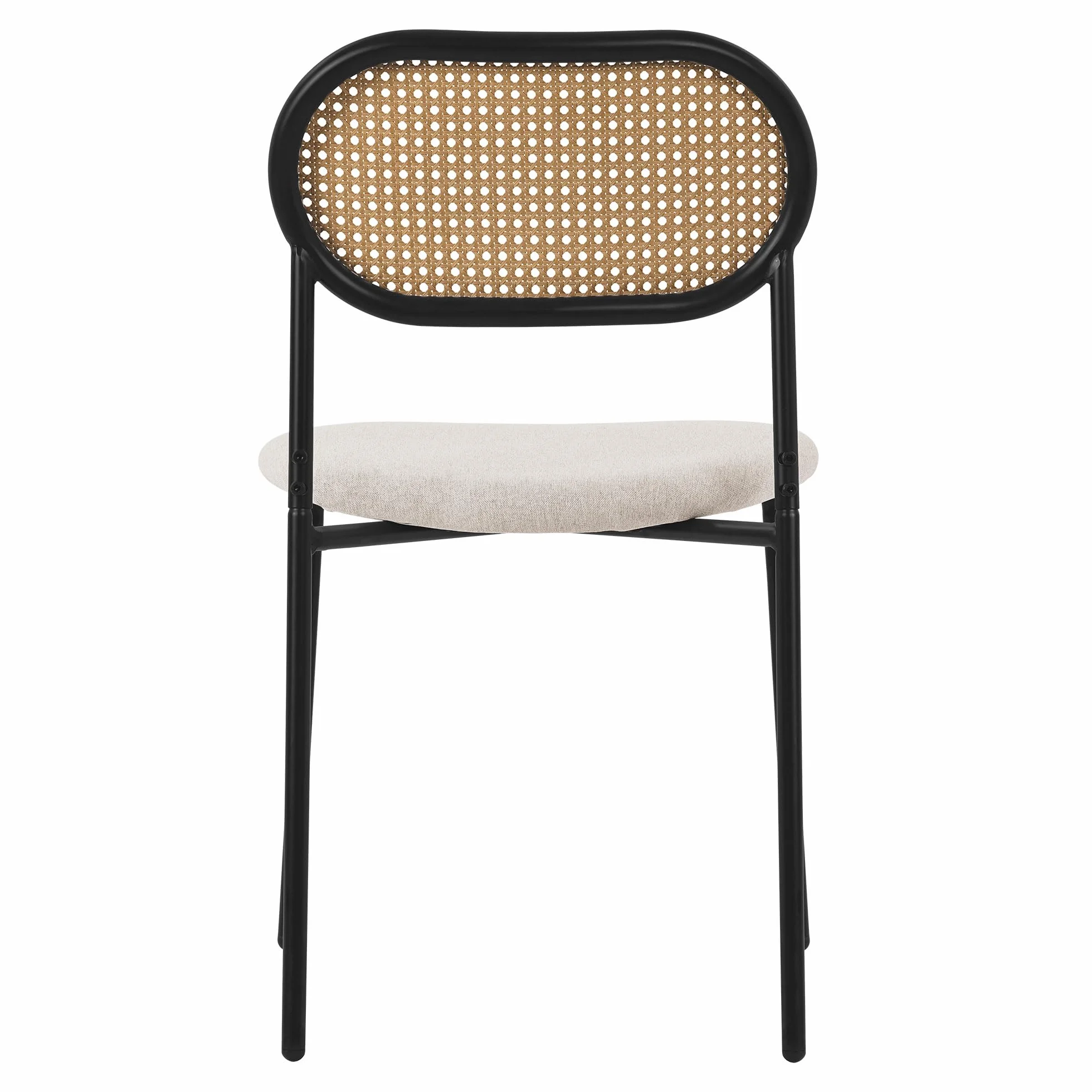 ML-Design zestaw 4 bezowych krzesel do jadalni, krzesla kuchenne z rattanowym oparciem, krzesla tapicerowane z zakrzywionym oparciem z siatki metalowymi nogami, krzesla tapicerowane bez podlokietników