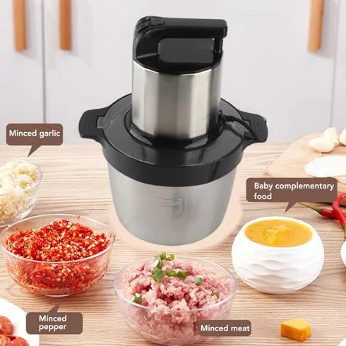 Elektryczny Blender do Mięsa 6L, 1500W, Blender C ze Stali Nierdzewnej, z 2 Biegami, Zapewniający Wydajne Siekanie Mięsa i Warzyw