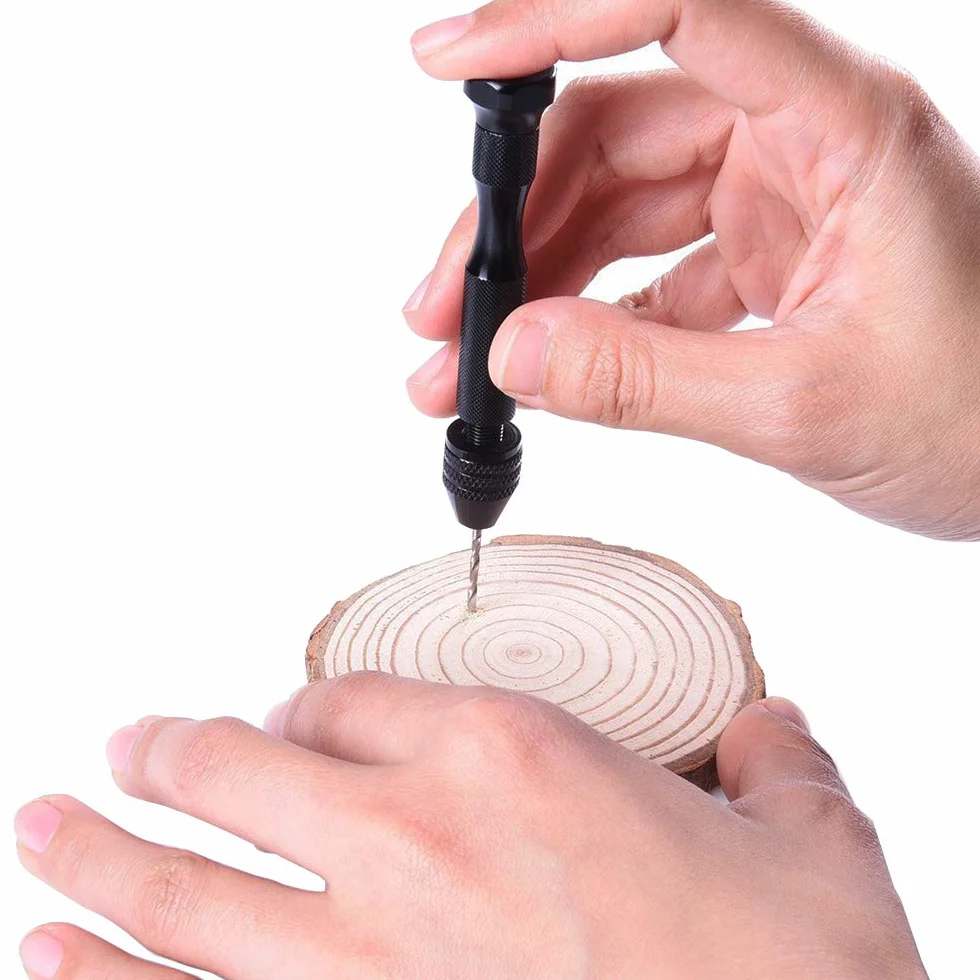 FineGood 25 sztuk wierteł ręcznych, 24 szt. mikro mini wierteł spiralnych (0,6-3 mm) z 1 szt. imadła pinowego narzędzia obrotowe do drewna, biżuterii, tworzywa sztucznego