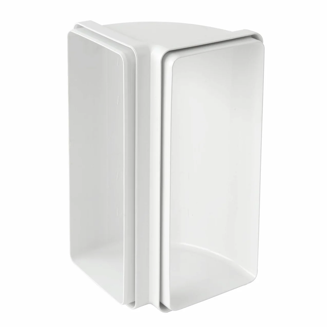 La CCV229B pionowy wygięty 220 x 90 mm ABS z wkładkami F/F do prostokątnych rur kolor biały