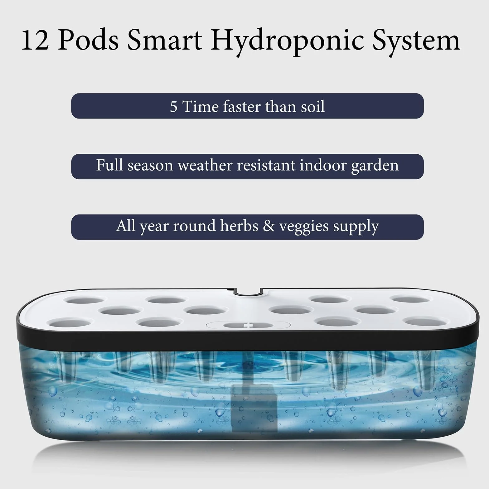 12 Pods Hydroponics Growing System, Indoor Herb Garden with LED Grow Light, Plants Germination Kit with Automatic Timer, Smart Garden Planter, Height Adjustable, for Home & Kitchen Gardening