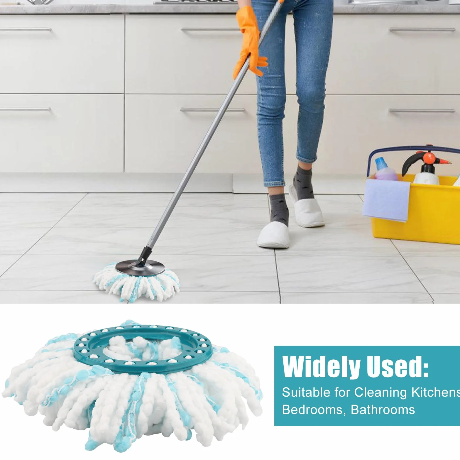 4 części do wymiennych głowic Leifheit Clean Twist Disc Mop z mikrofibry do skutecznego czyszczenia cząstek brudu, mycia podłóg.