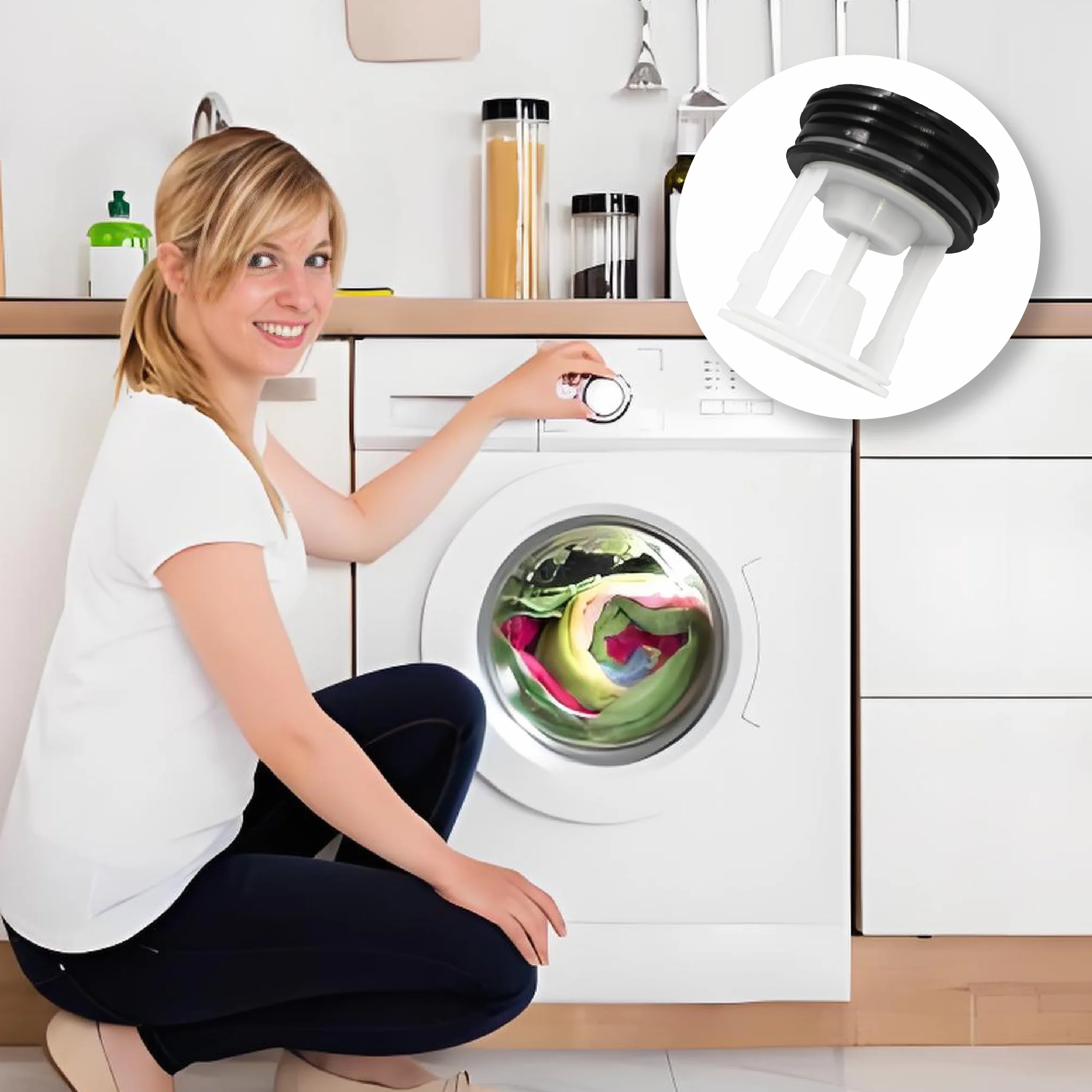 Sitko do kłaczków zamiennik do pralek Bauknecht, Whirlpool, Indesit - kompatybilne z numerami części 481248058385 i C00312342, wkład filtrujący do pompy odpływowej, ochrona pompy odpływowej