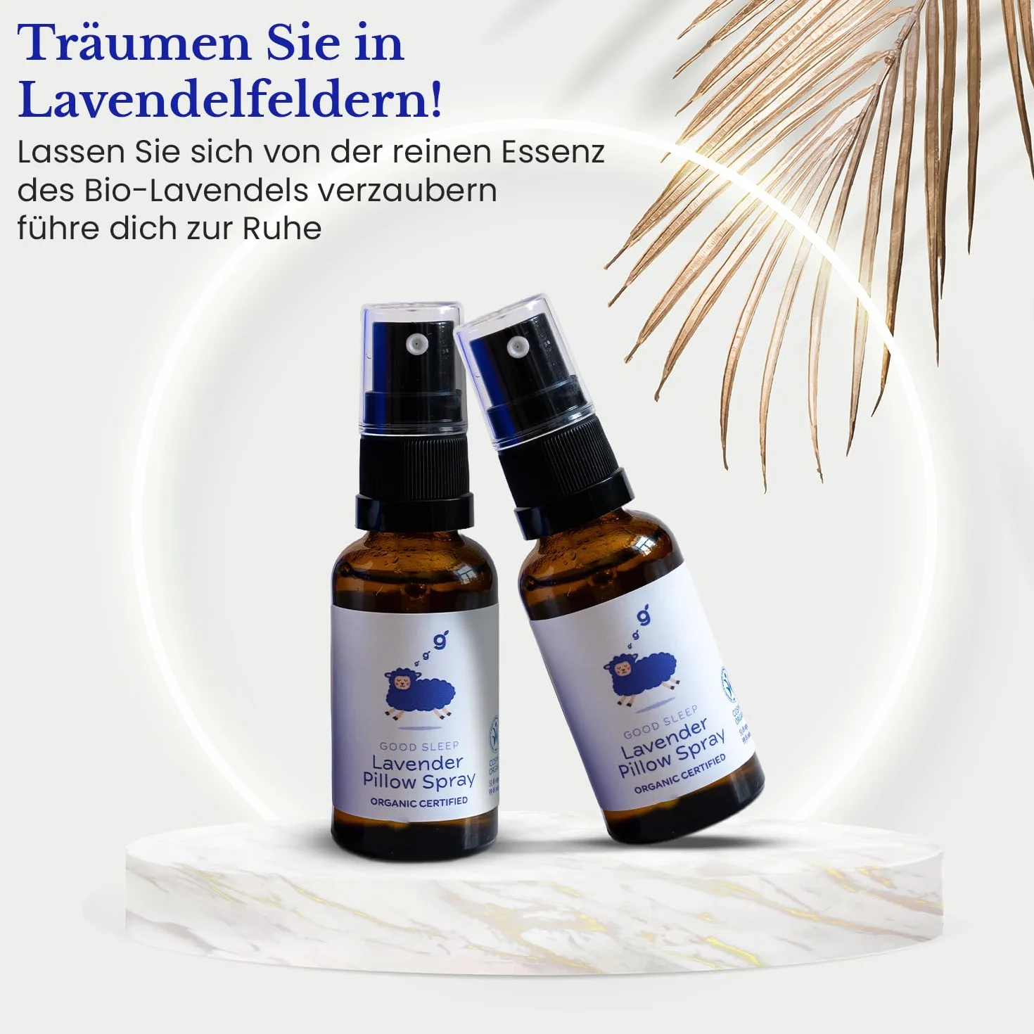 Schlafwohl spray lawendowy do poduszek 30 ml – spray do spania zapewnia spokojny sen, spray powietrzny do relaksu i odpoczynku, z prawdziwym ekologicznym olejkiem lawendowym, bezalkoholowym sprayem do