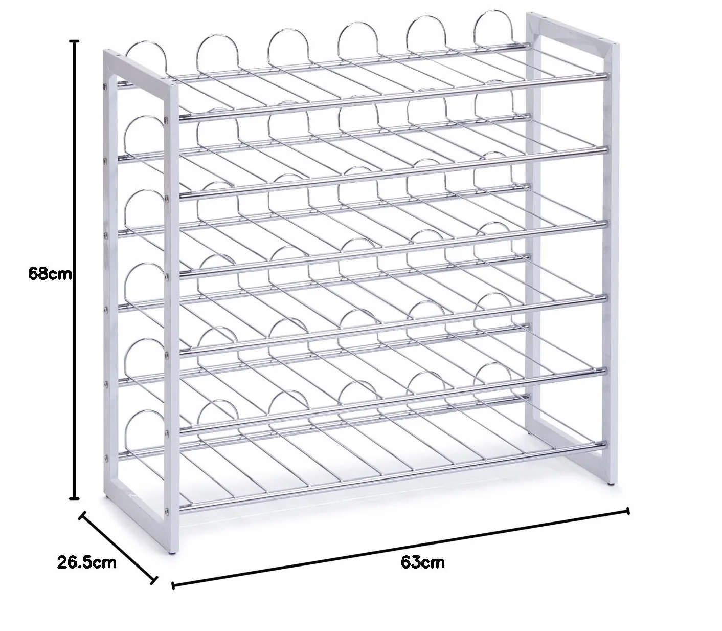 Zeller 27360 metalowy chromowany stojak na wino, biały, 68 x 26,5 x 63 cm