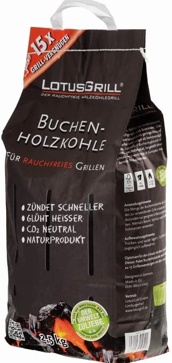 LotusGrill Węgiel drzewny 2,5 kg worek, wielokolorowy, 37,9 x 25,3 x 18,2