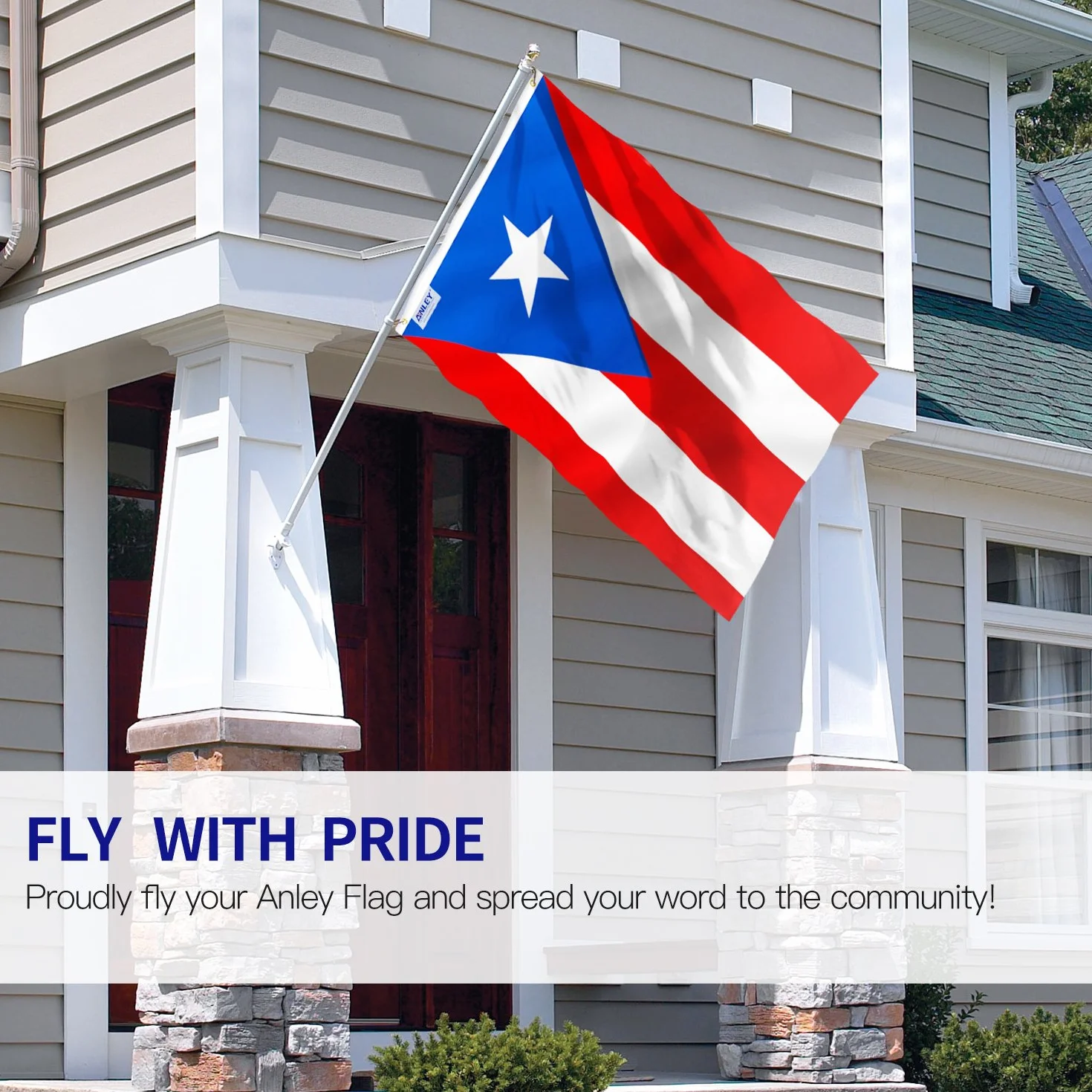 Anley Fly Breeze 3x5 stóp Flaga Puerto Rico - Żywy kolor i odporność na blaknięcie - Płócienny Nagłówek i podwójne szycie - Flagi narodowe Puerto Rico Poliester z mosiężnymi przelotkami 3 x 5 stóp