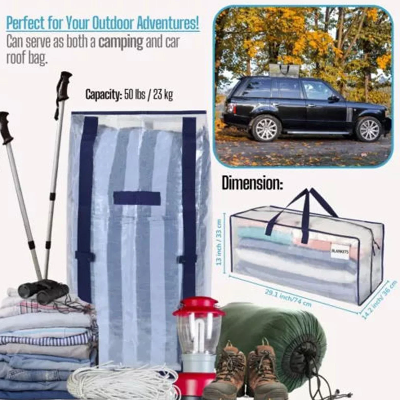 Large Packing Storage Bags, Heavy-Duty Moving Totes with Zipper and Thick Tear-Resistant Material, Space-Saving Organizer for Home and Travel, 29.13x14.17x12.99 Inches