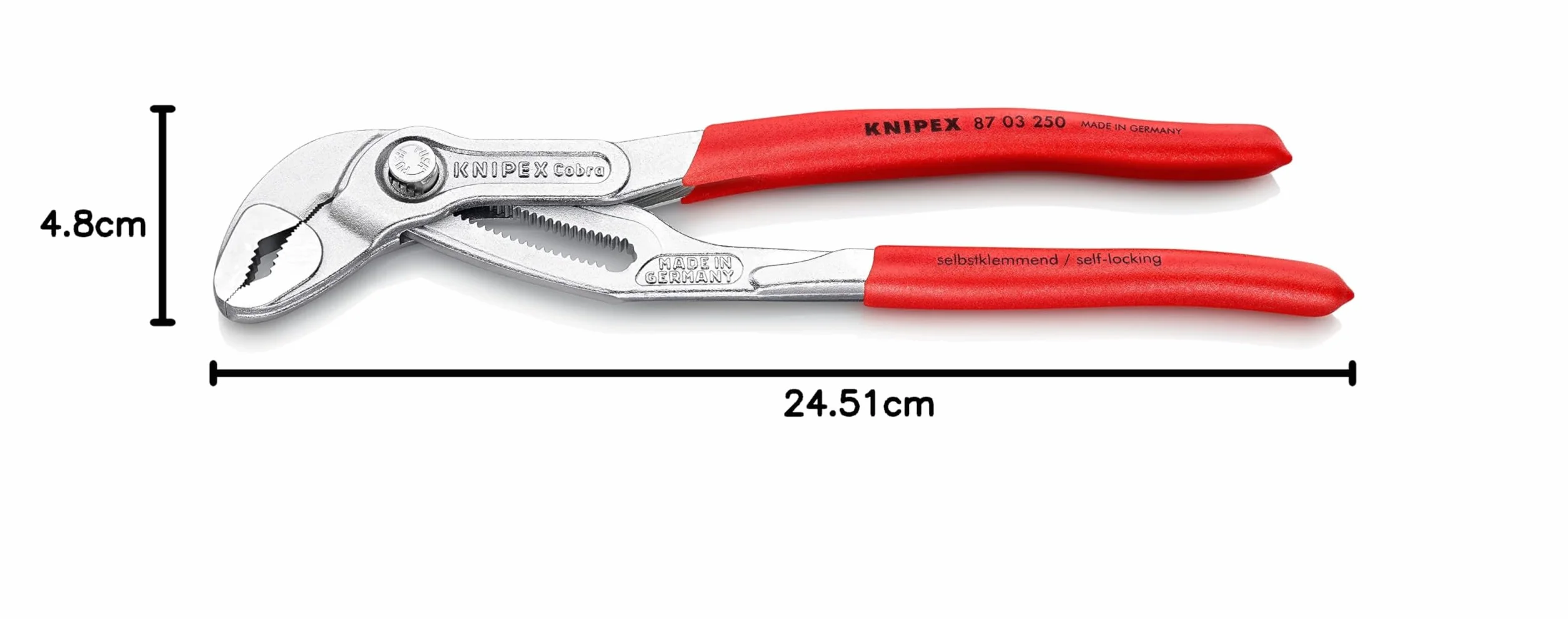 KNIPEX Cobra Szczypce nastawne do rur nowej generacji chromowany pokryte antypoślizgowym tworzywem sztucznym 250 mm, 87 03 250