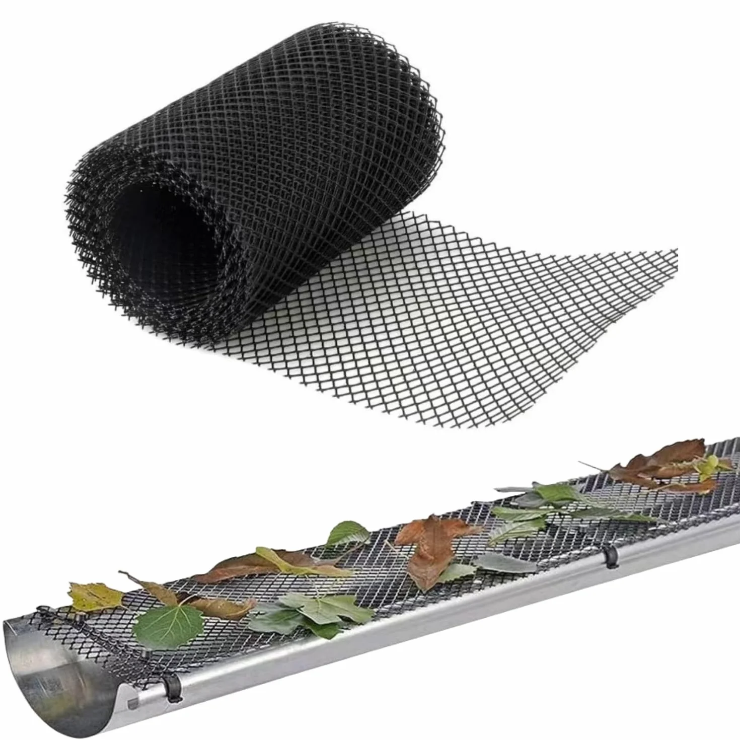 Plastikowa osłona rynny, wytrzymałe osłony rynny, siatkowe osłony liści do rynien, filtr liści (18 cm x 8 m)