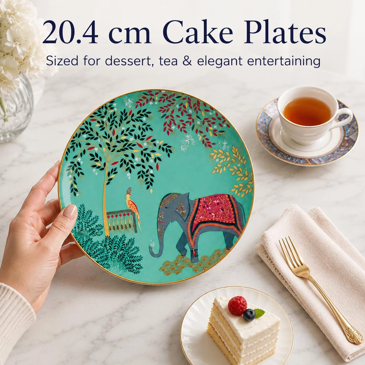 Portmeirion Home & Gifts Sara Miller zestaw 4 talerzy do ciasta, wielokolorowe